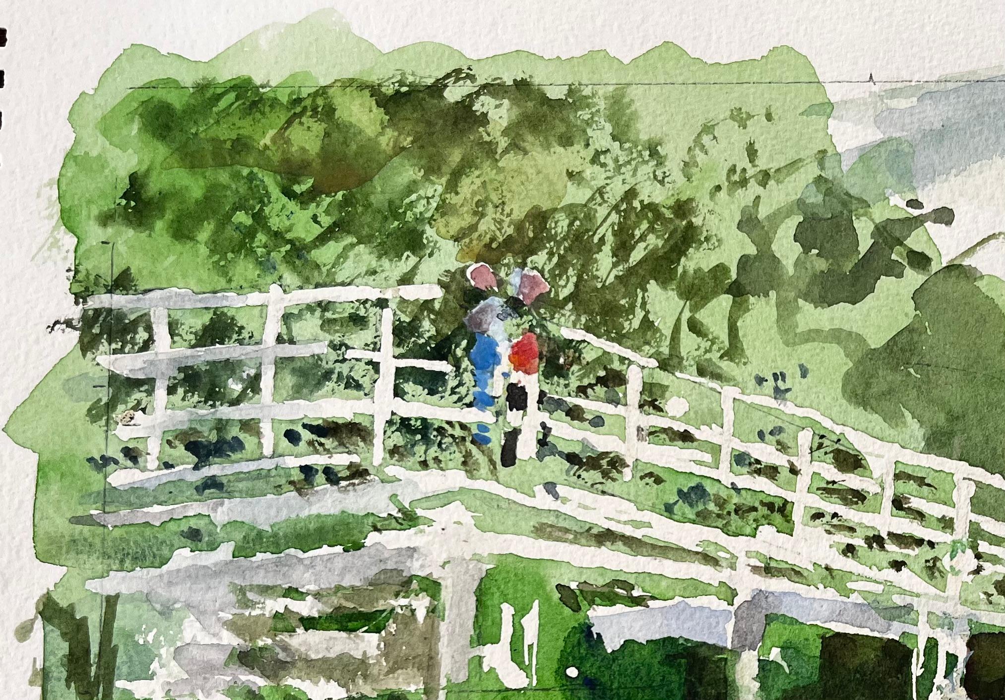 Flatford Mill Suffolk Weißer Steg und Figuren in Sommerlandschaft (Impressionismus), Art, von Anthony Herbert