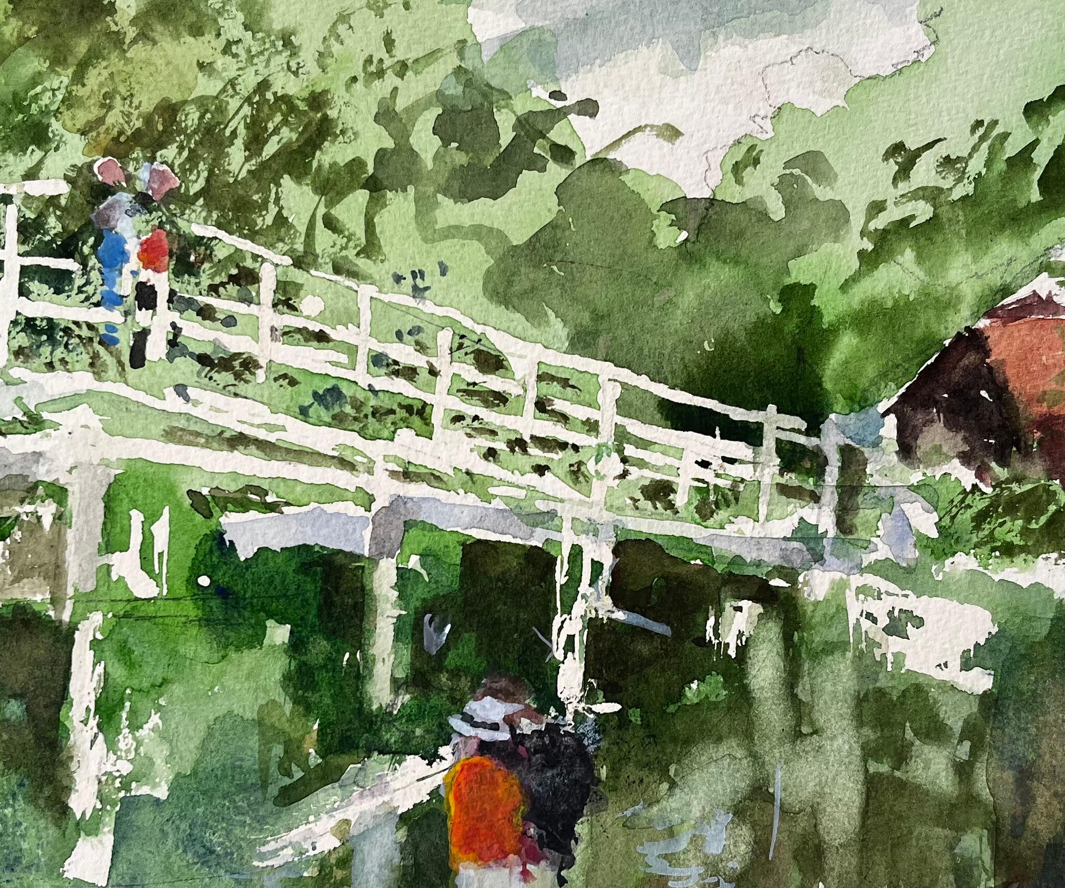 Flatford Mill Suffolk Weißer Steg und Figuren in Sommerlandschaft im Angebot 2
