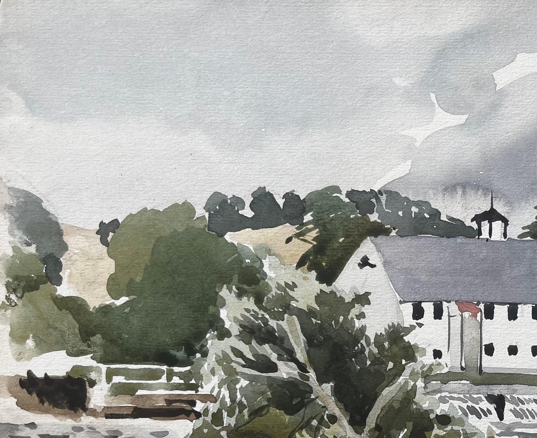 George Adams Schleuse an der Themse Aquarell von Mühlengebäude und Schleuse im Angebot 1