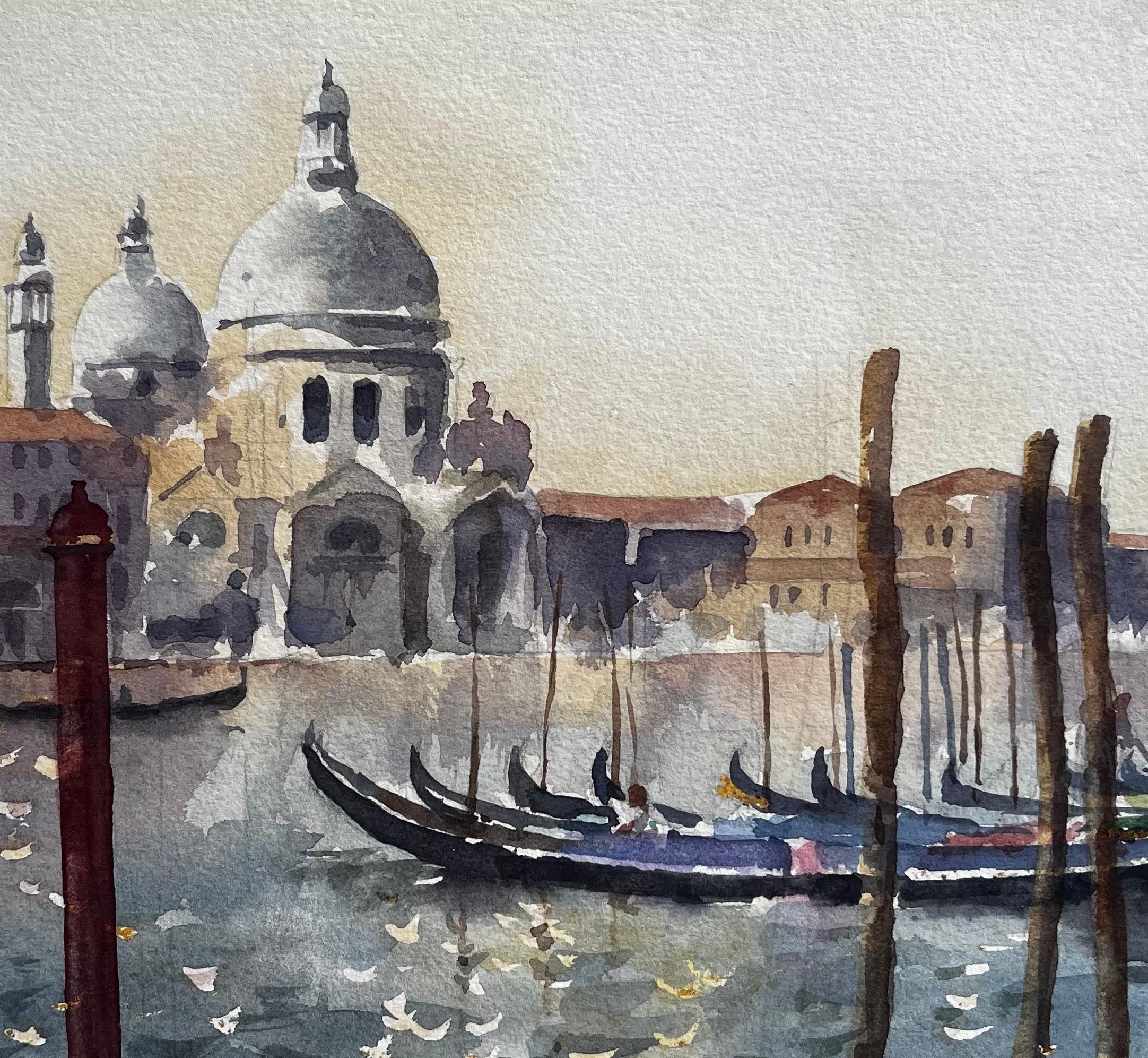 Gondolas on the Grand Canal with Santa Maria della Salute Venice For Sale 2