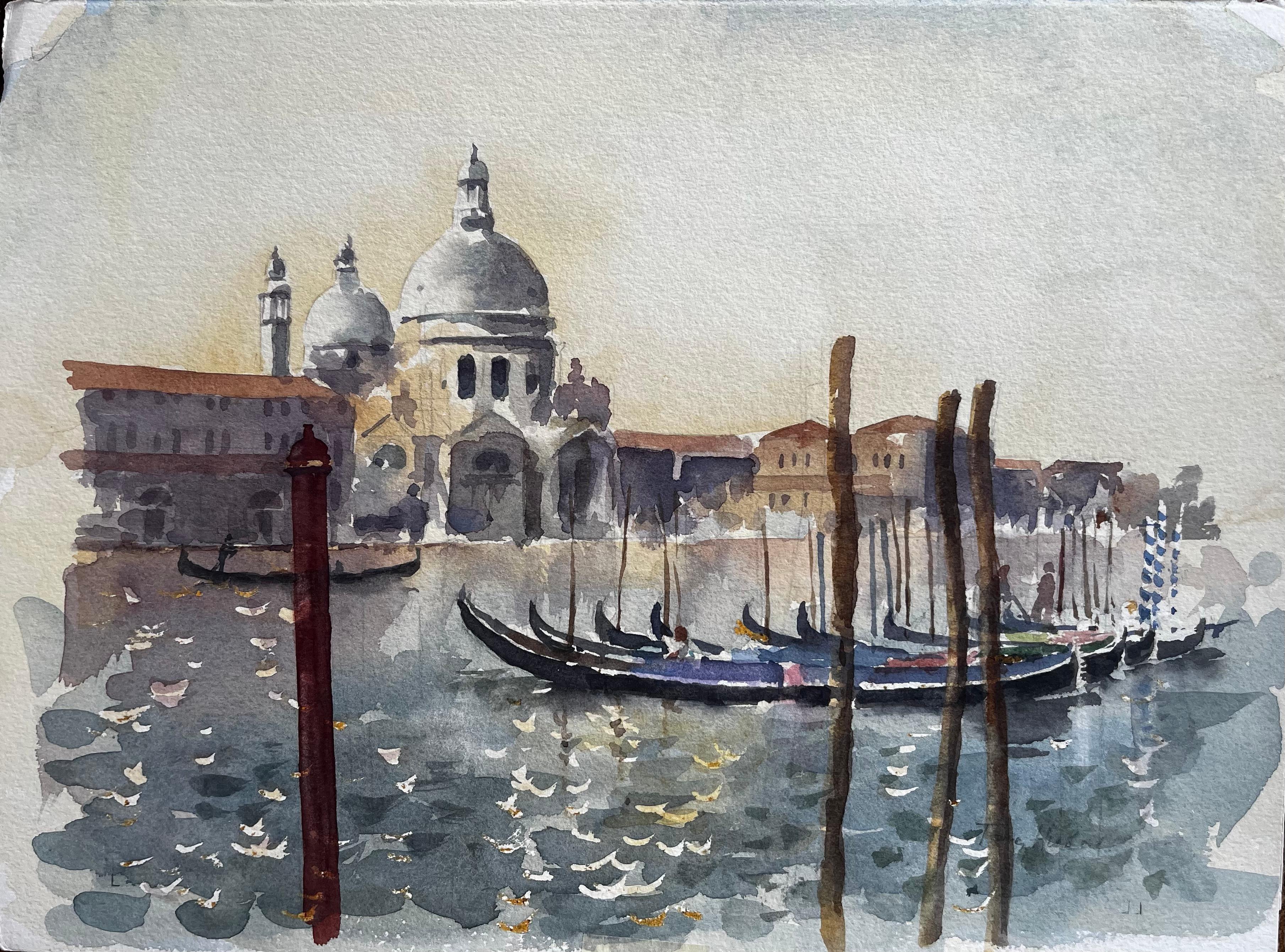 Gondolas on the Grand Canal with Santa Maria della Salute Venice