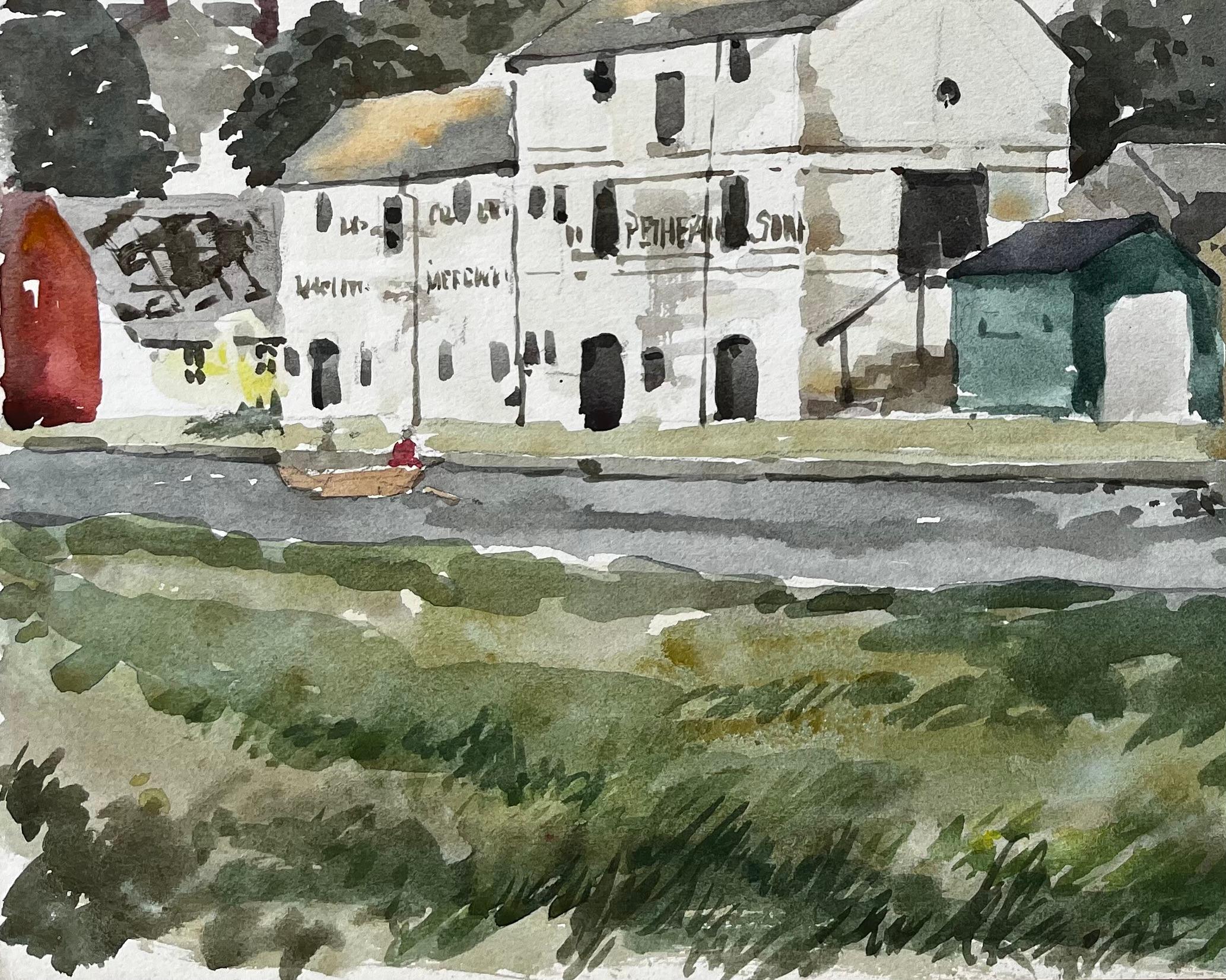 Magazzini storici del canale e riflessi nel canale di Bude in Cornovaglia 1978 - Landscape Art Grigio di Anthony Herbert
