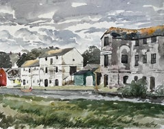 Historic Canal Warehouses and Reflections in Bude Canal in Cornwall 1978