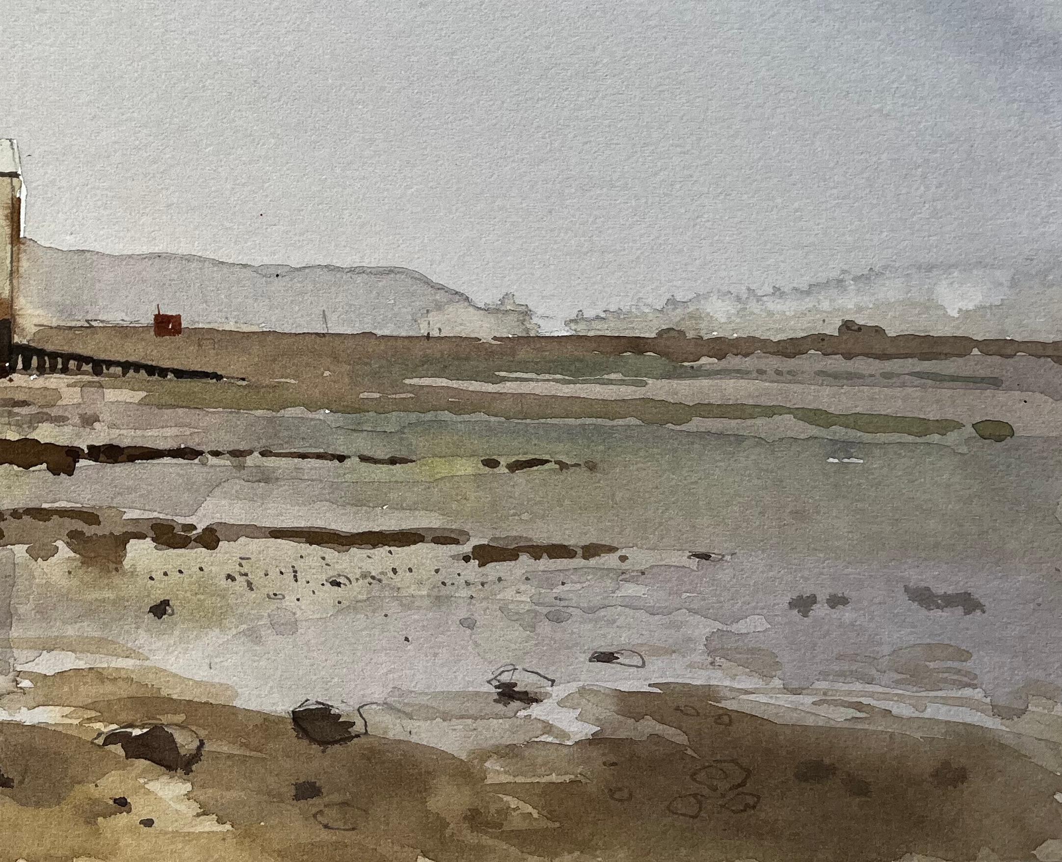 Title: Low Tide Coastal Scene Appledore Harbour Devon Watercolour Landscape 1987
By Tony Herbert (1927-2024)
Medium: Watercolor on artists paper
Size: 11 x 15 inches
Annotated Verso: “Appledore 87”
Condition: Very good; paper edges are deckled, with