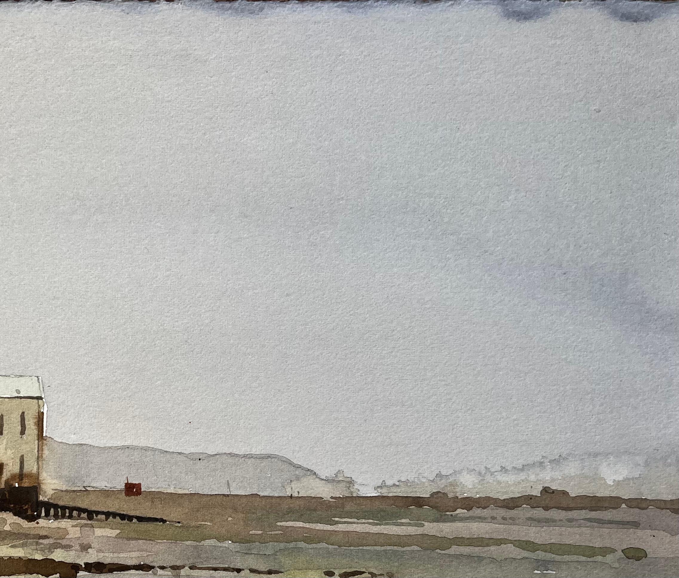 Low Tide Coastal Scene Appledore Harbour Devon Watercolour Landscape 1987 For Sale 1