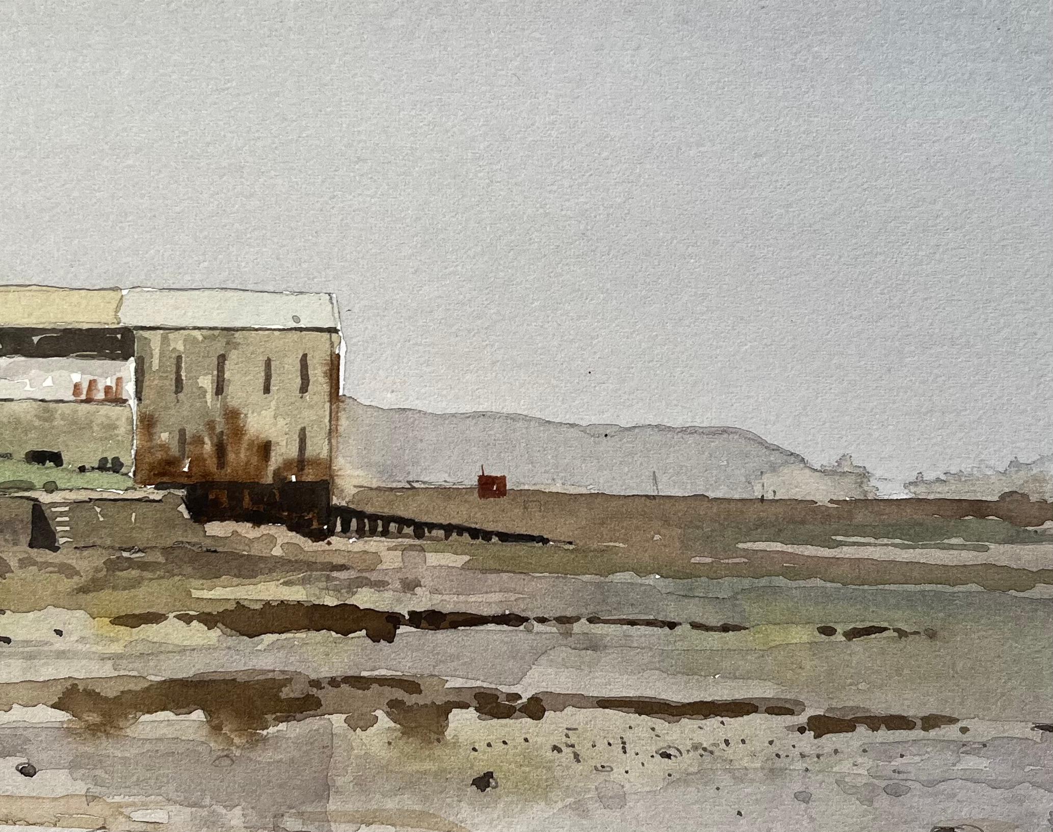 Low Tide Coastal Scene Appledore Harbour Devon Watercolour Landscape 1987 For Sale 2