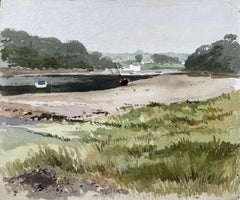 Low Tide Estuary Scene with Boats and Sandbanks St Dogmaels Wales 1971
