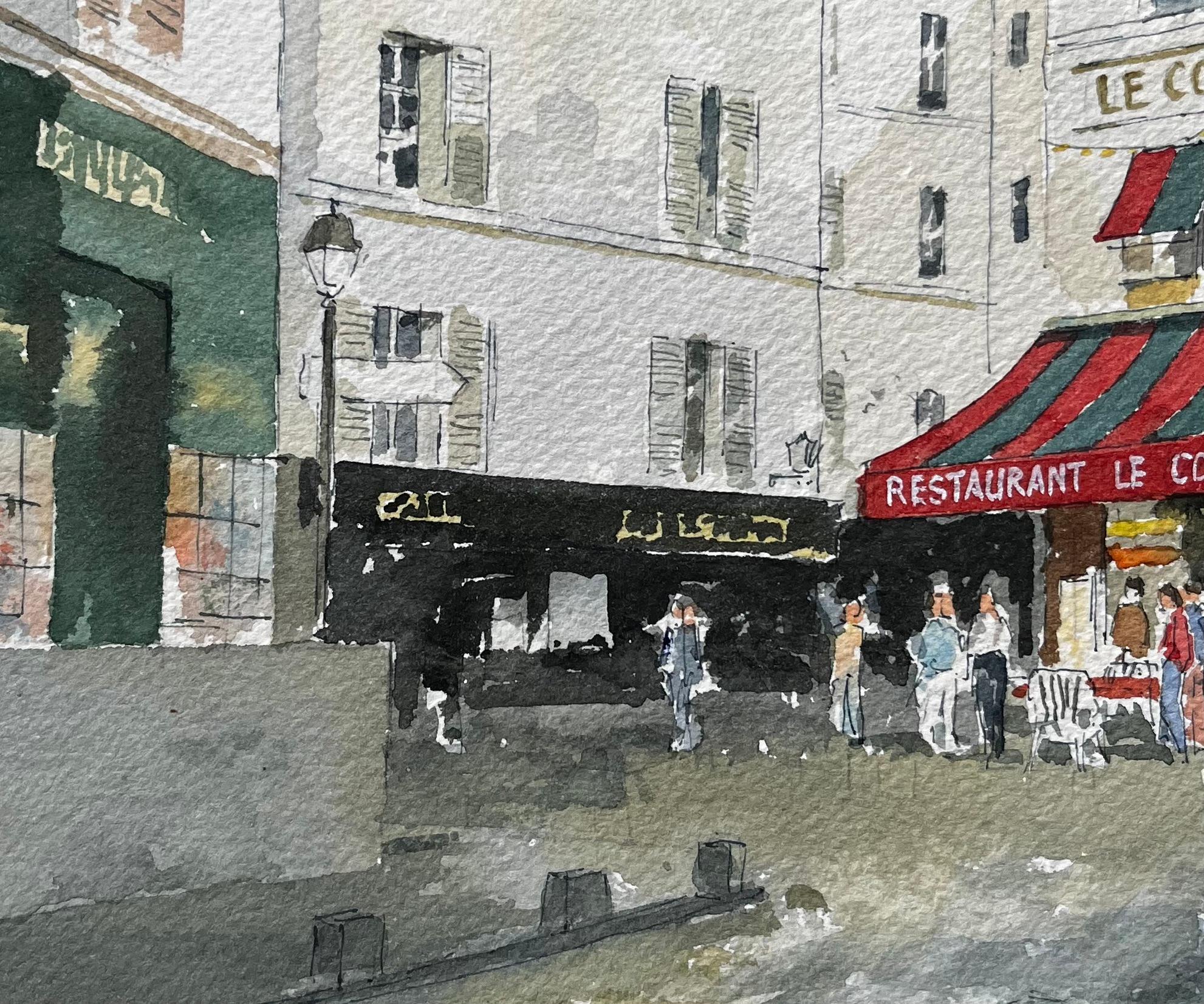 Pariser Straßenszene mit Le Consulat Café und klassischer Montmartre-Architektur im Angebot 2