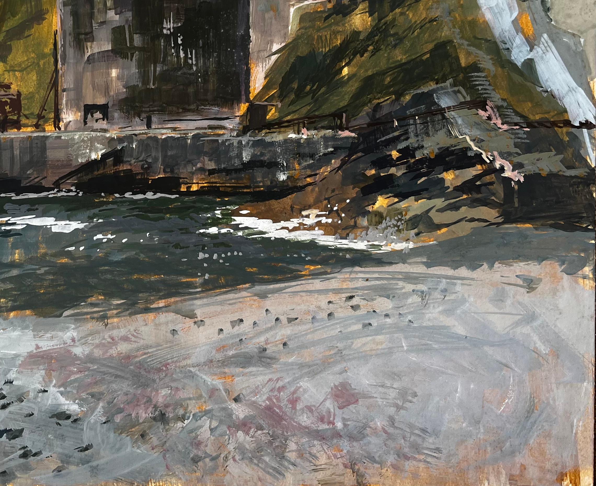 Titel: Porthonstock Cornwall Clifftop Coastal Industrieruinen Acryl auf Karton 1968
Von Tony Herbert (1927-2024)
Medium: Acryl auf Karton
Größe: 11,25 x 14 Zoll
Anmerkung auf der Rückseite: 