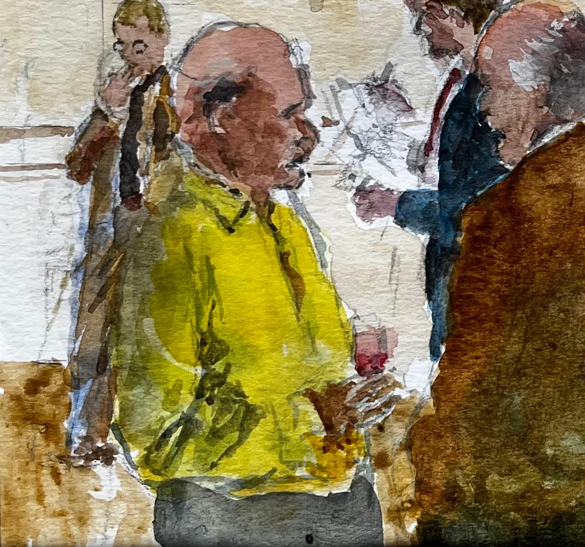 Title: Private View Gallery Scene with Art Lovers and Paintings on Display Watercolour
By Tony Herbert (1927-2024)
Signed: Bottom right
Medium: Watercolor on paper, mounted
Size: 10.5 inches (height) x 11.75 inches (width)
Condition: good, with some