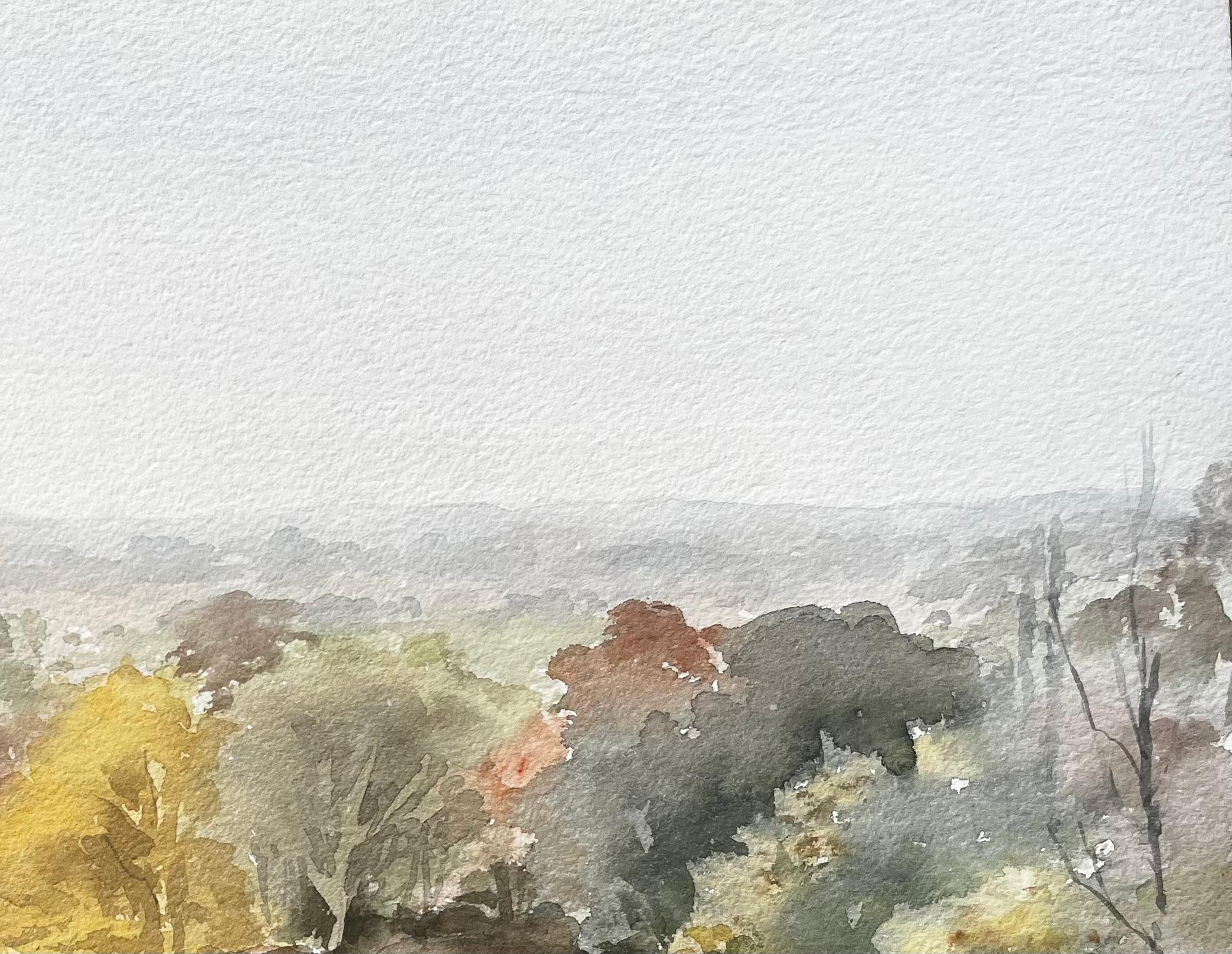 Richmond Park Landschaft Gemälde Blick von Pembroke Lodge Herbstbäume (Impressionismus), Art, von Anthony Herbert