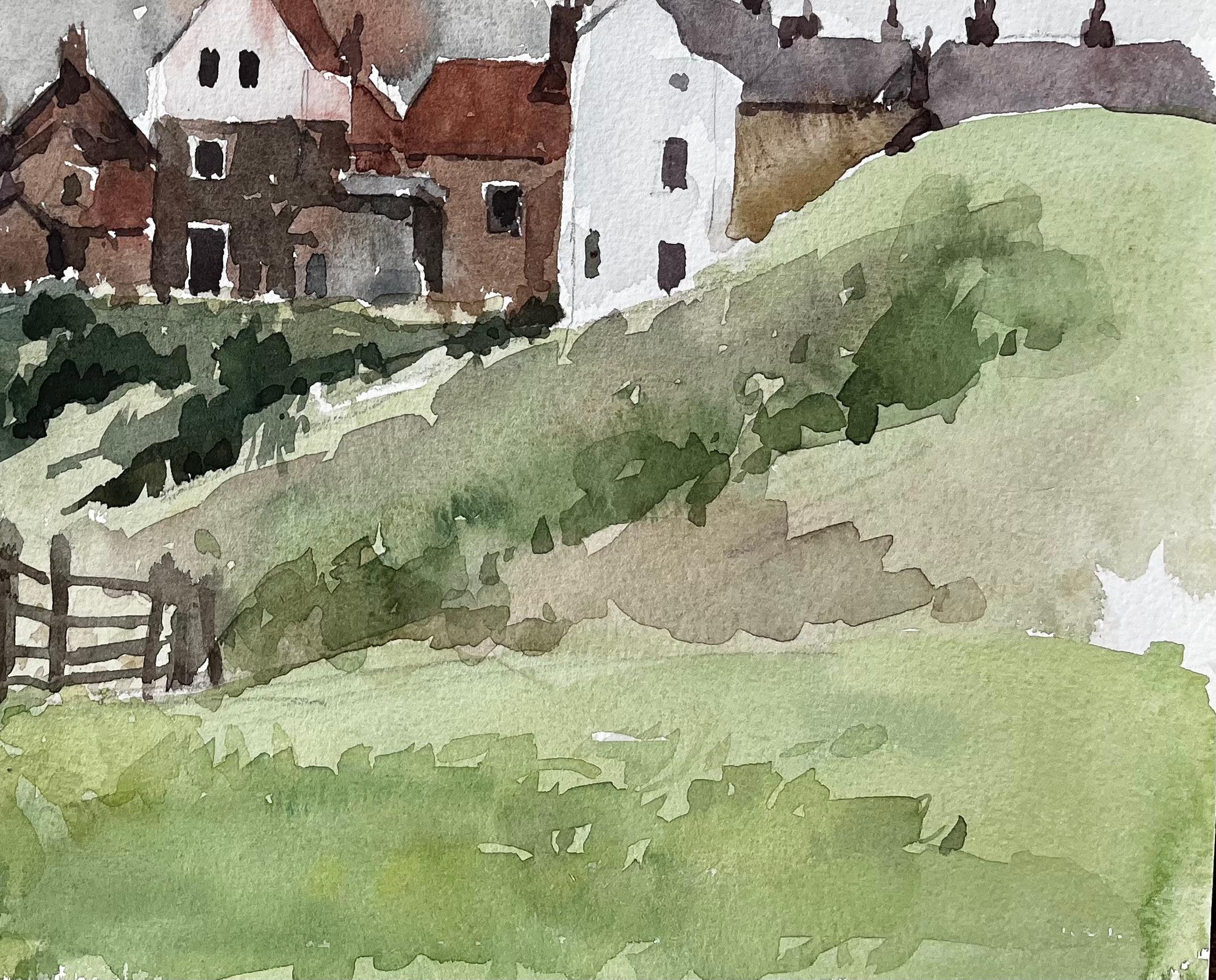 Robin Hoods Bay Cliffside Cottages et vue sur la mer avec clôture Yorkshire 1983 en vente 1