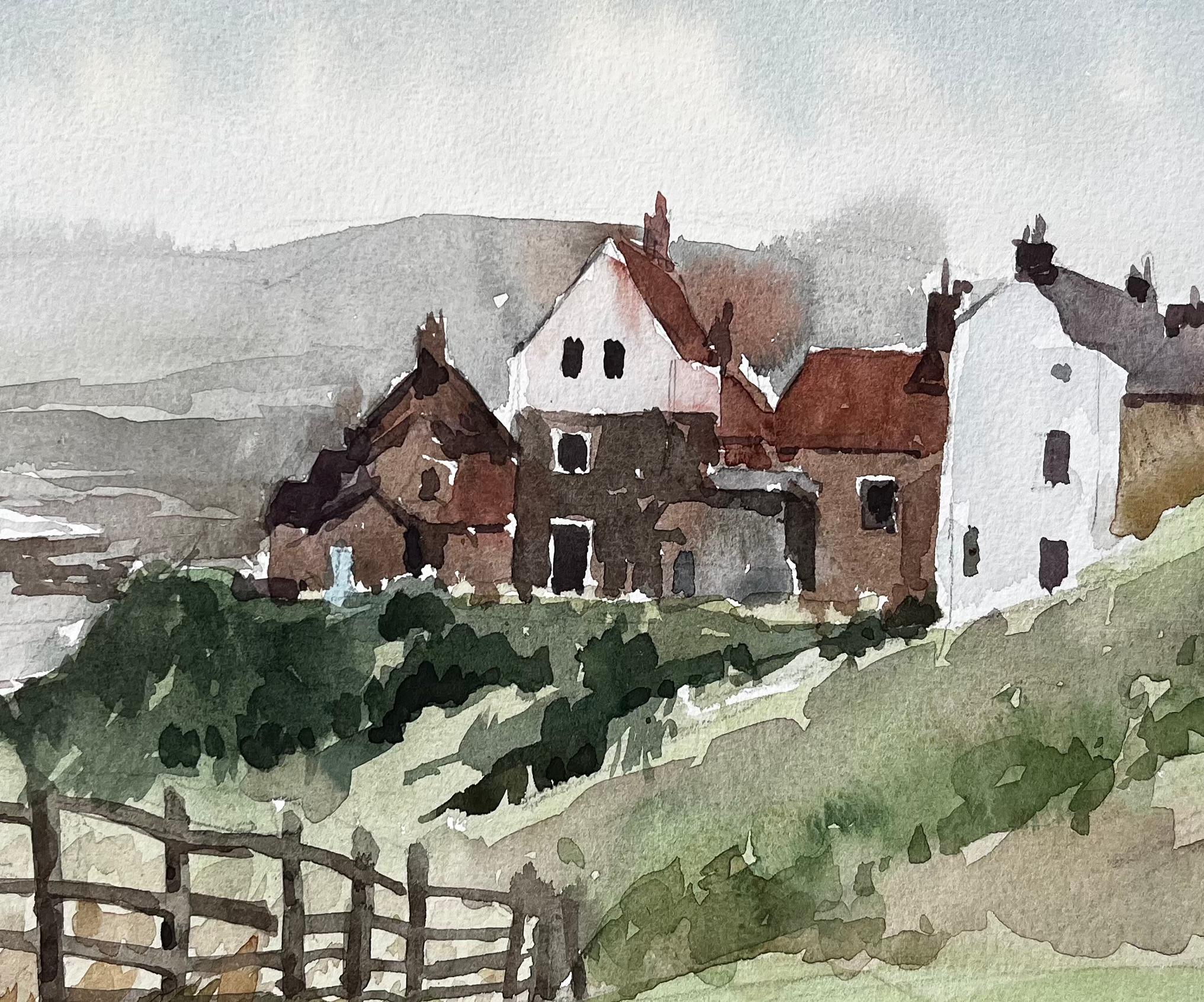 Robin Hoods Bay Cliffside Cottages et vue sur la mer avec clôture Yorkshire 1983 en vente 2