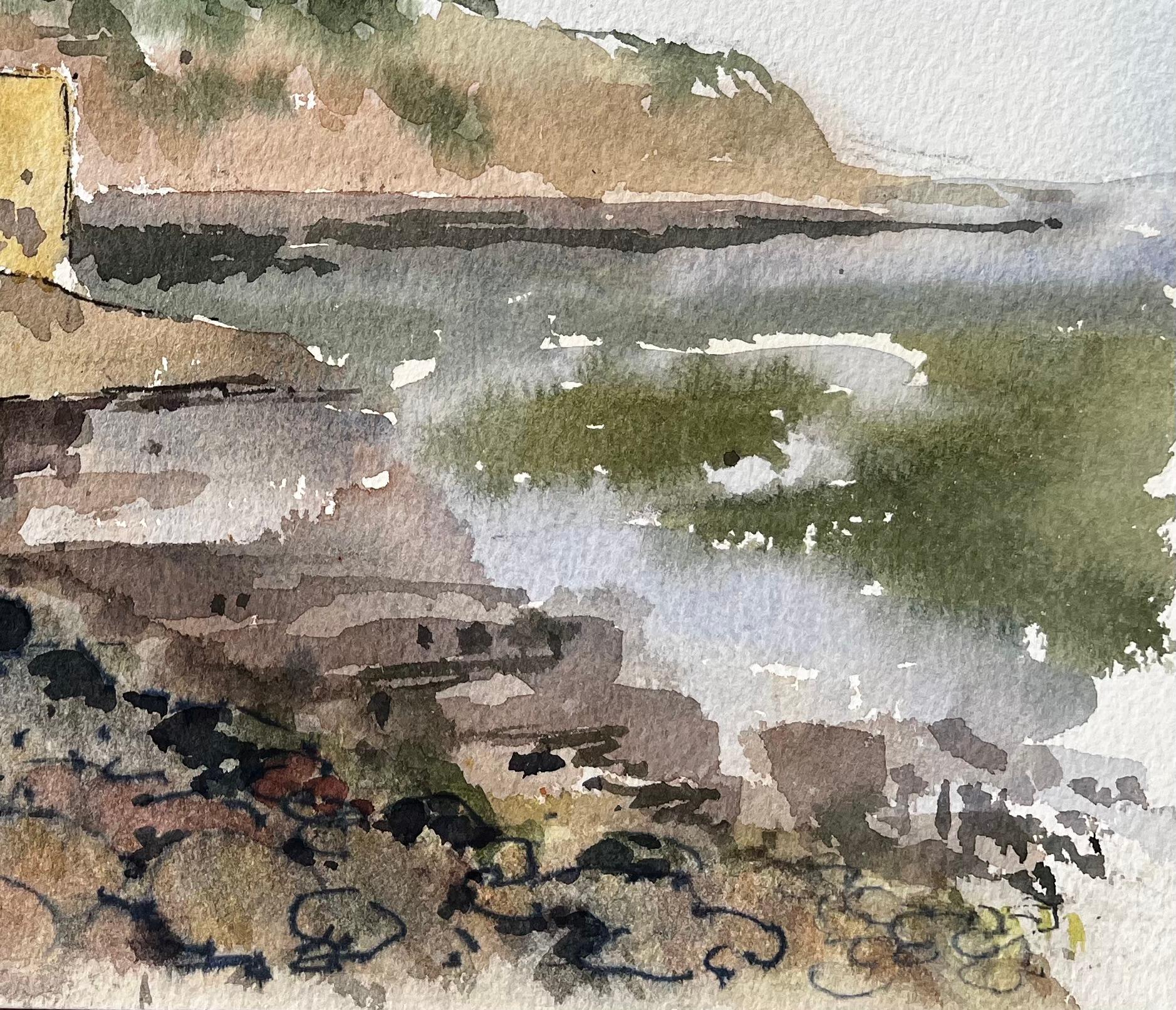 Titel: Robin Hoods Bay Clifftop View mit Meer und Felsen Yorkshire Coast 1983
Von Tony Herbert (1927-2024)
Medium: Aquarell auf Papier, ungerahmt
Größe: 9,75 Zoll (Höhe) x 11,25 Zoll (Breite)
Zustand: gut, mit einigen altersbedingten