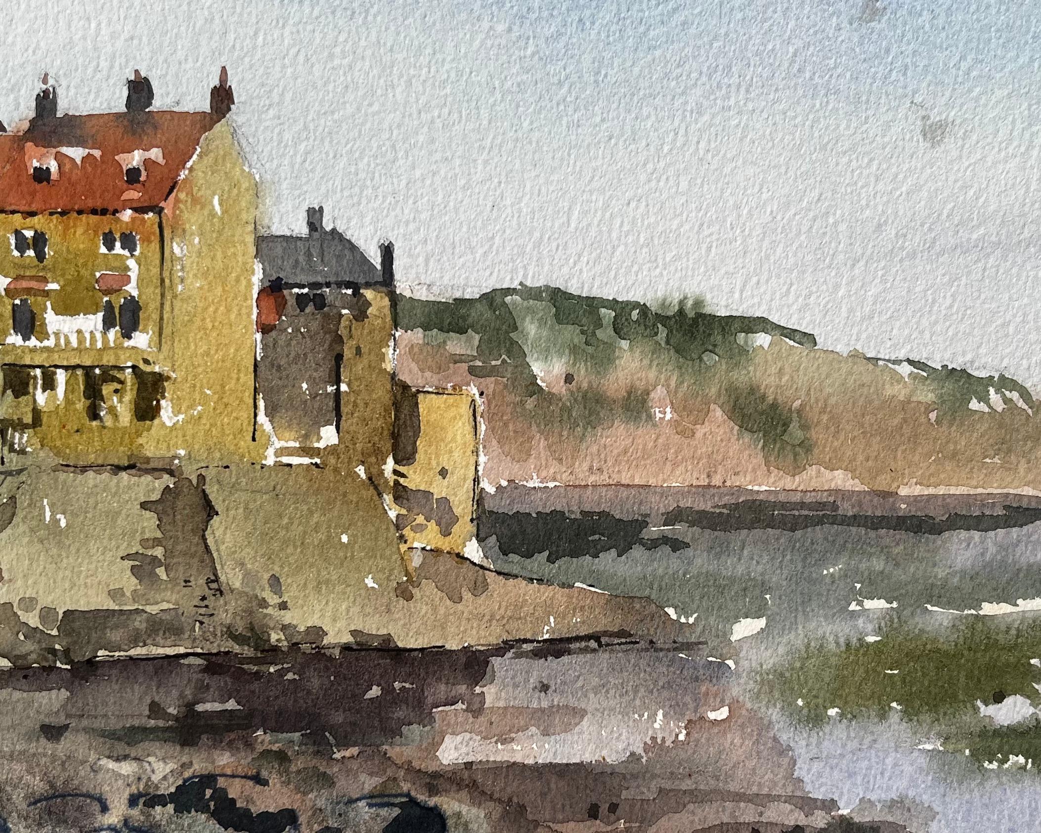 Robin Hoods Bay Klippenblick mit Meer und Felsen Yorkshire Coast 1983 im Angebot 2