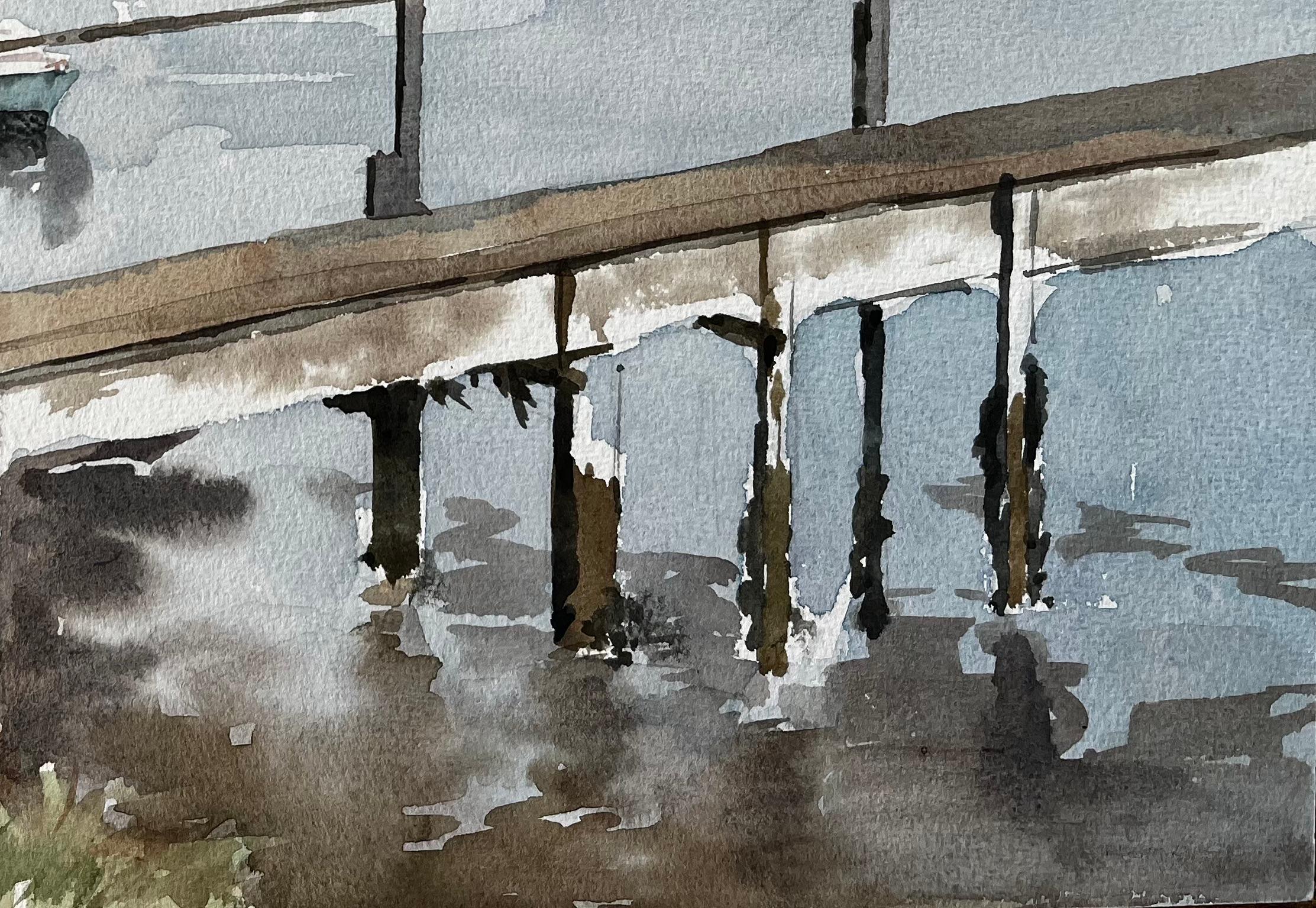 Titel: Southwold Harbour Suffolk Blick über die Mündung mit Anlegebooten und Fischerhütten
Von Tony Herbert (1927-2024)
Signiert: Unten links
Medium: Aquarell auf Künstlerpapier
Größe: 10 x 14 Zoll 
Zustand: Insgesamt gut; leichte Randabnutzung an