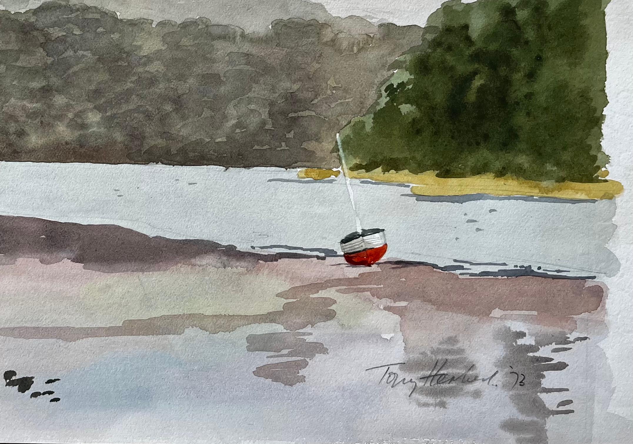 Titel: St Dogmaels Pembrokeshire Flussmündung Landschaft Boot Aquarellmalerei
Von Tony Herbert (1927-2024)
Unterschrieben: Rechte untere Ecke
Medium: Aquarell auf Papier, ungerahmt
Größe: 9,75 Zoll (Höhe) x 15,75 Zoll (Breite)
Zustand: gut, einige