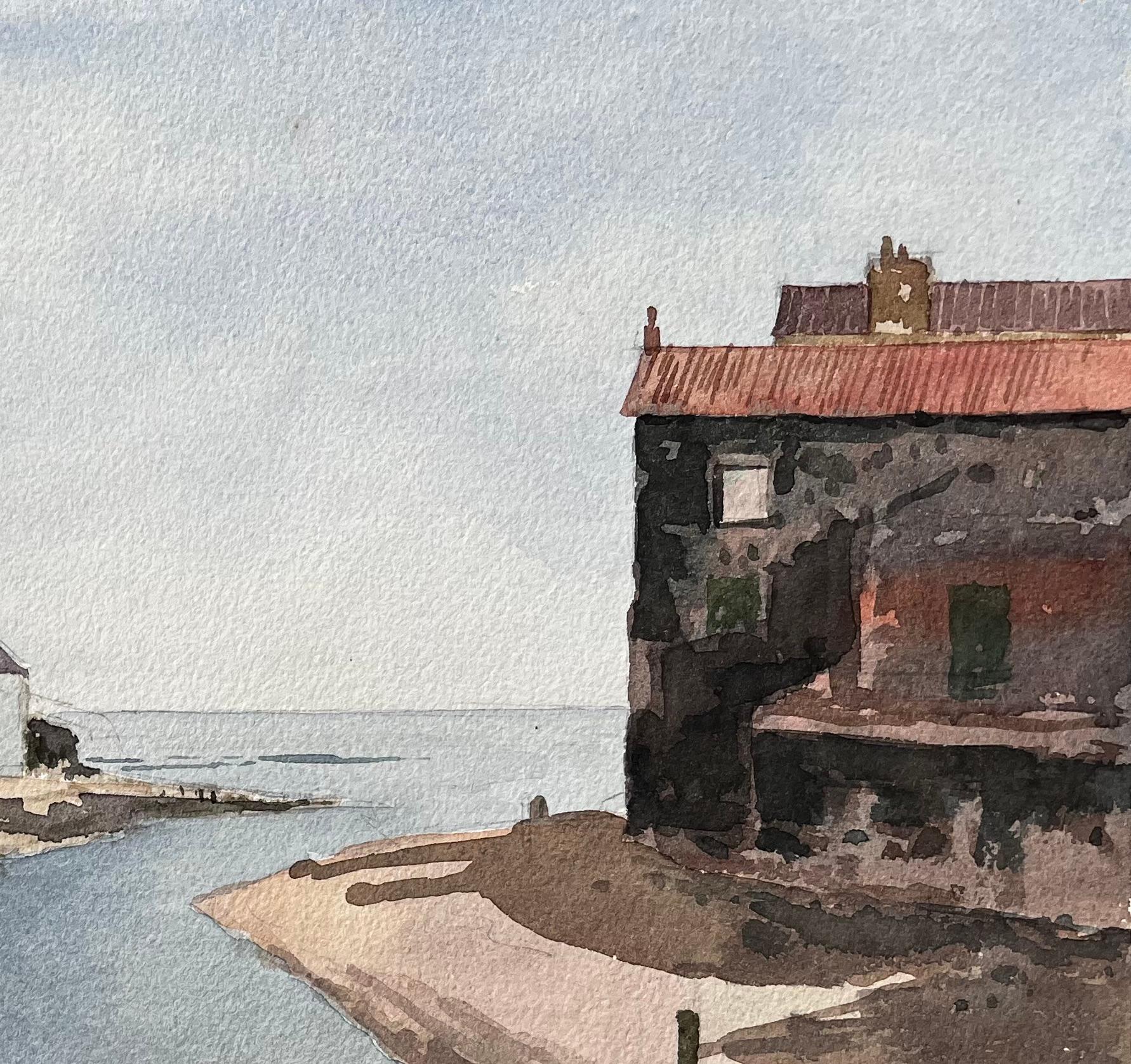 Titre : Bateaux du port de Staithes avec falaise et chalets de bord de mer Aquarelle du Yorkshire
Par Tony Herbert (1927-2024)
Moyen d'expression : Aquarelle sur papier, non encadrée
Taille : 10,75 pouces (hauteur) x 14,25 pouces (largeur)
Condit :
