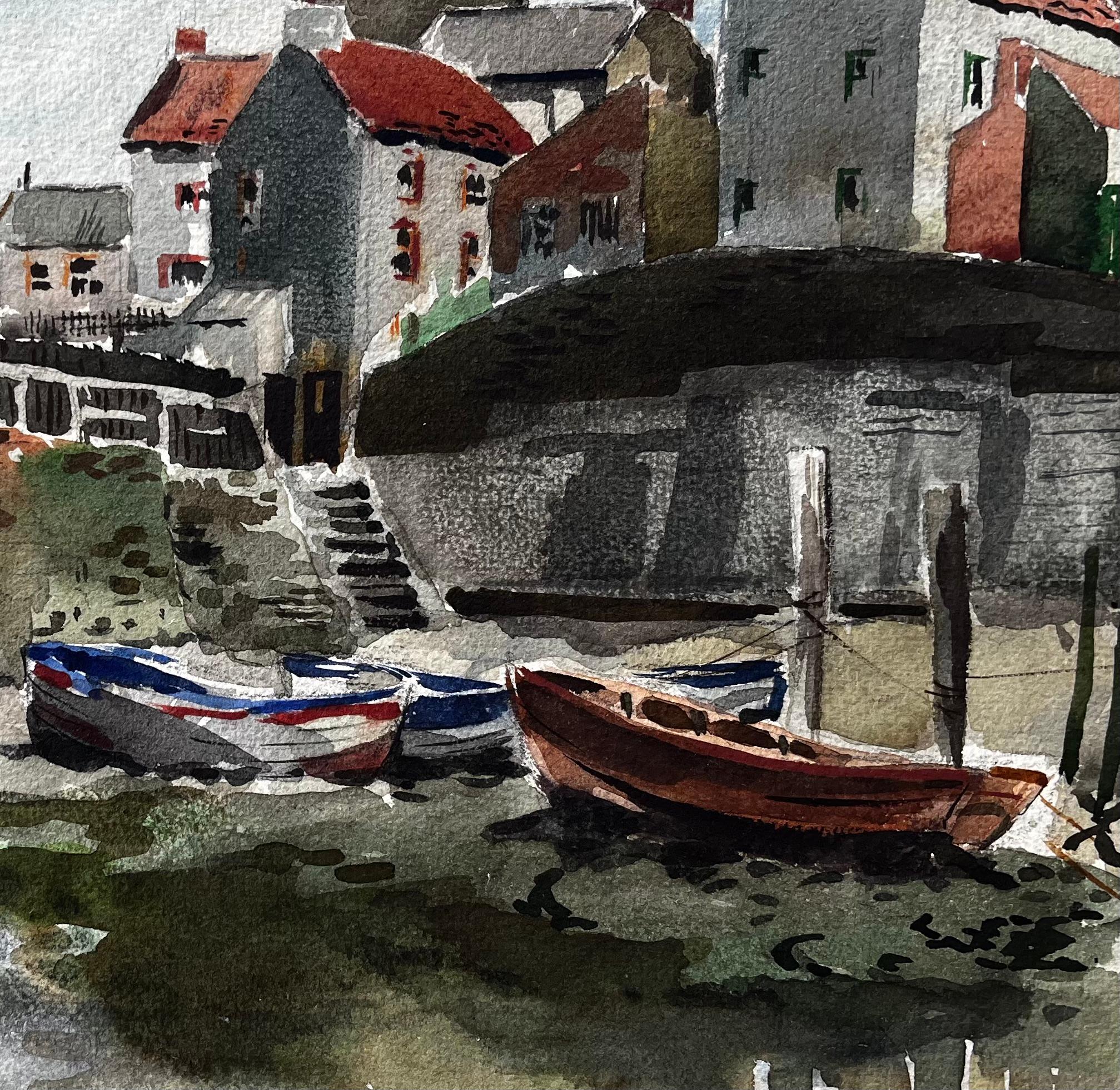 Staithes Harbour with Boats and Red Roofed Cottages North Yorkshire Coast For Sale 2