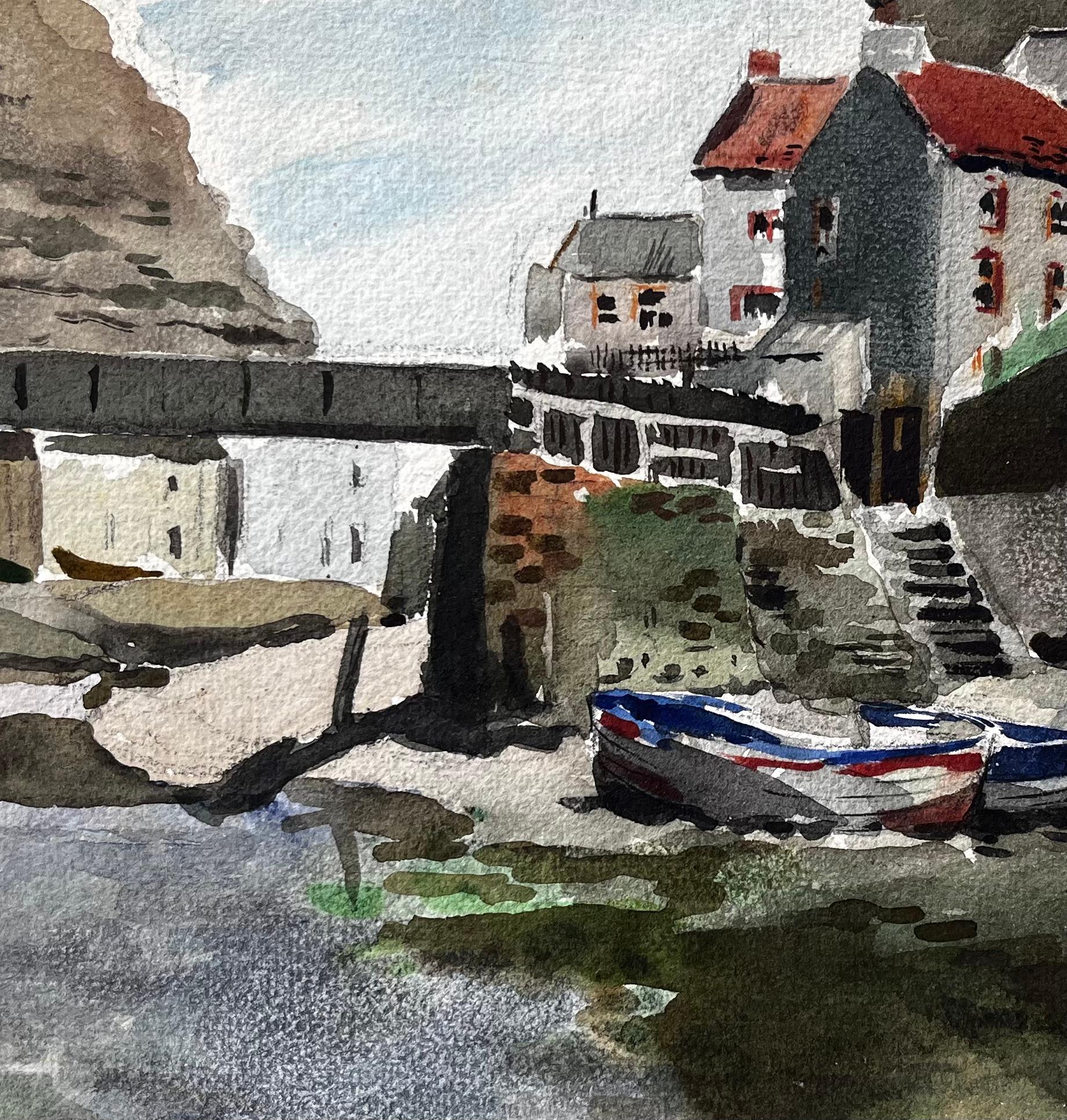 Staithes Harbour with Boats and Red Roofed Cottages North Yorkshire Coast For Sale 3