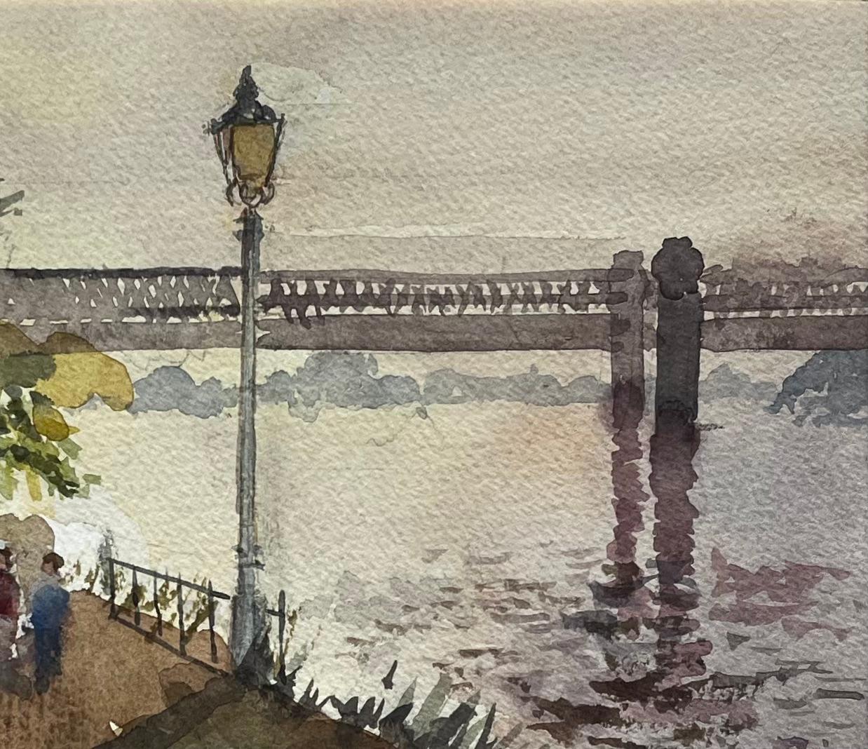 Strand on the Green Thames Riverside Walk with Figures and Footbridge For Sale 1