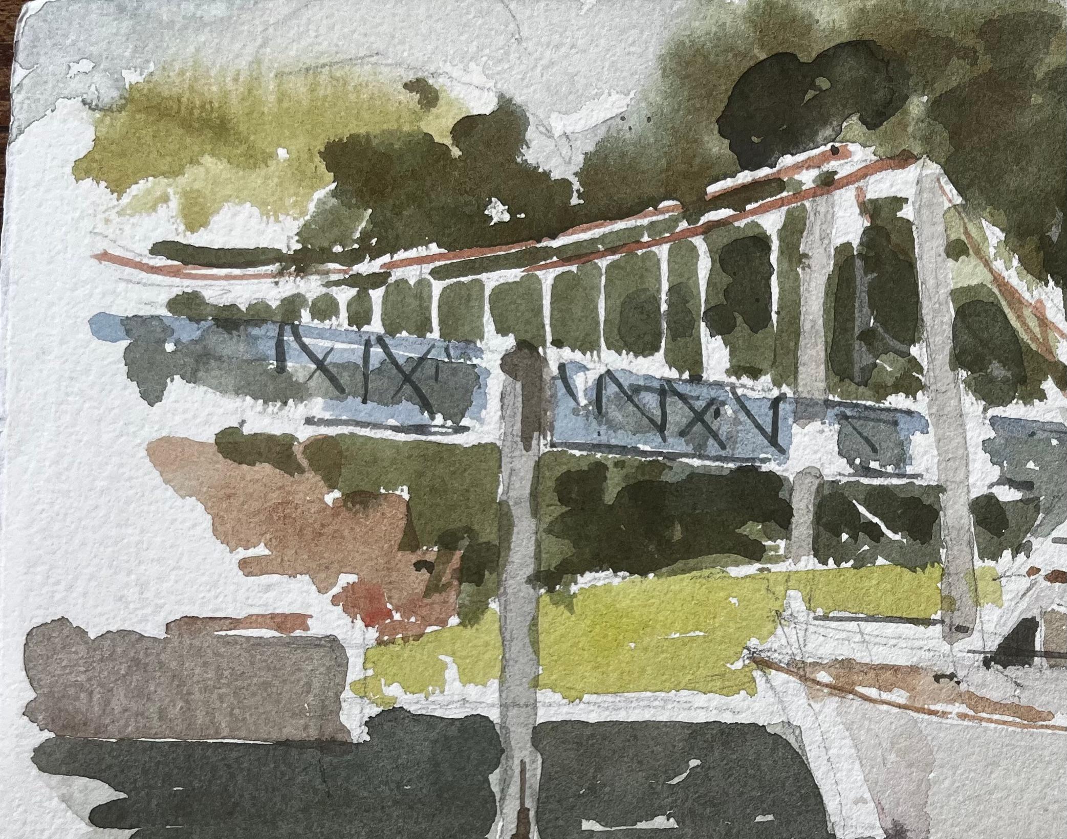 Titel: Teddington Bridge Themse-Szene mit Boot, Schwan und Bäumen Aquarell
Von Tony Herbert (1927-2024)
Medium: Aquarell auf Papier, ungerahmt
Größe: 7,5 Zoll (Höhe) x 11,25 Zoll (Breite)
Zustand: gut, einige altersbedingte