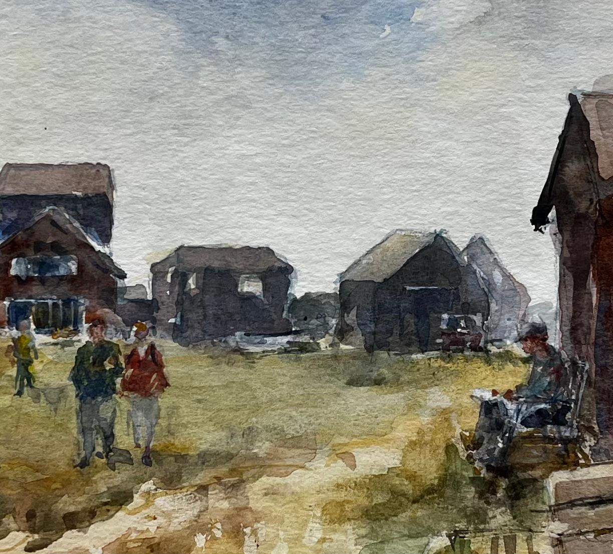 Der Fährmann Walberswick mit Figuren und Hütten Original Suffolk Aquarell im Angebot 2
