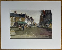 Towards the Sea at Southwold with Church and High Street Figures Watercolour
