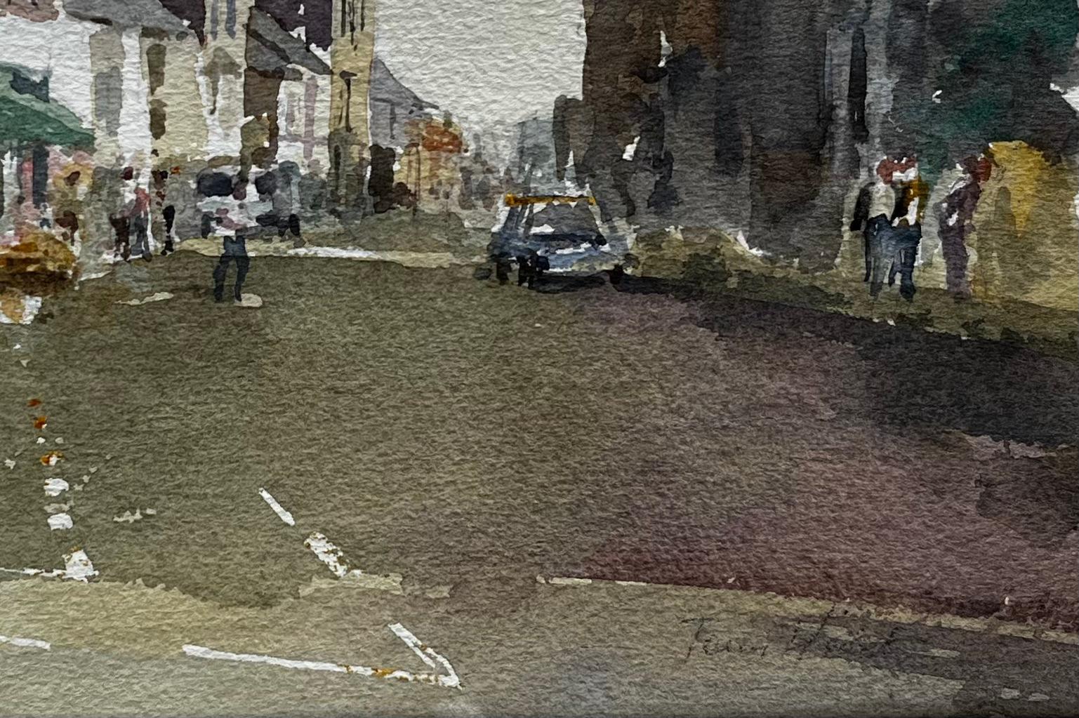 Towards the Sea at Southwold with Church and High Street Figures Watercolour For Sale 1