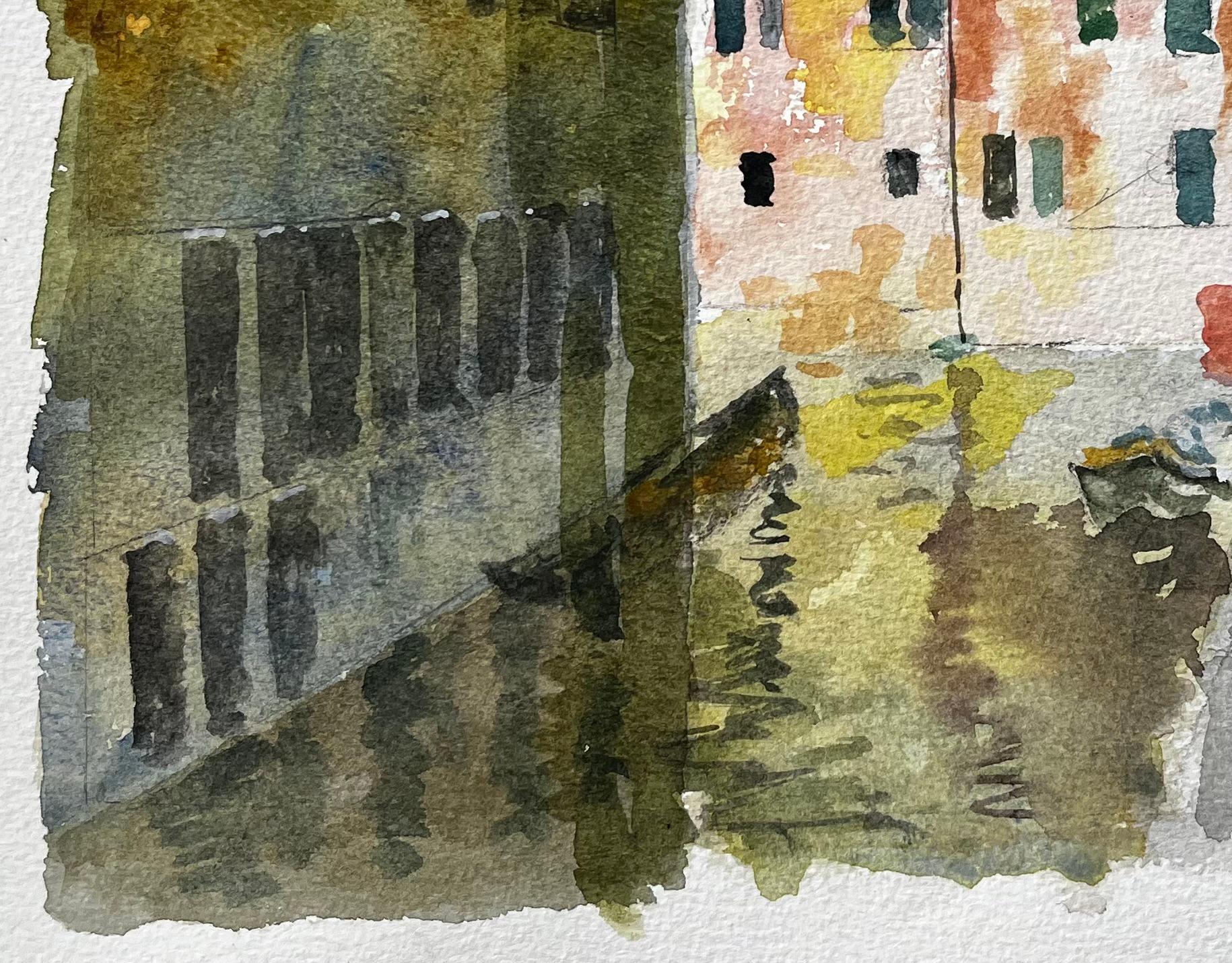 Venice Canal Scene With Figure And Reflections Original Watercolour Painting For Sale 2
