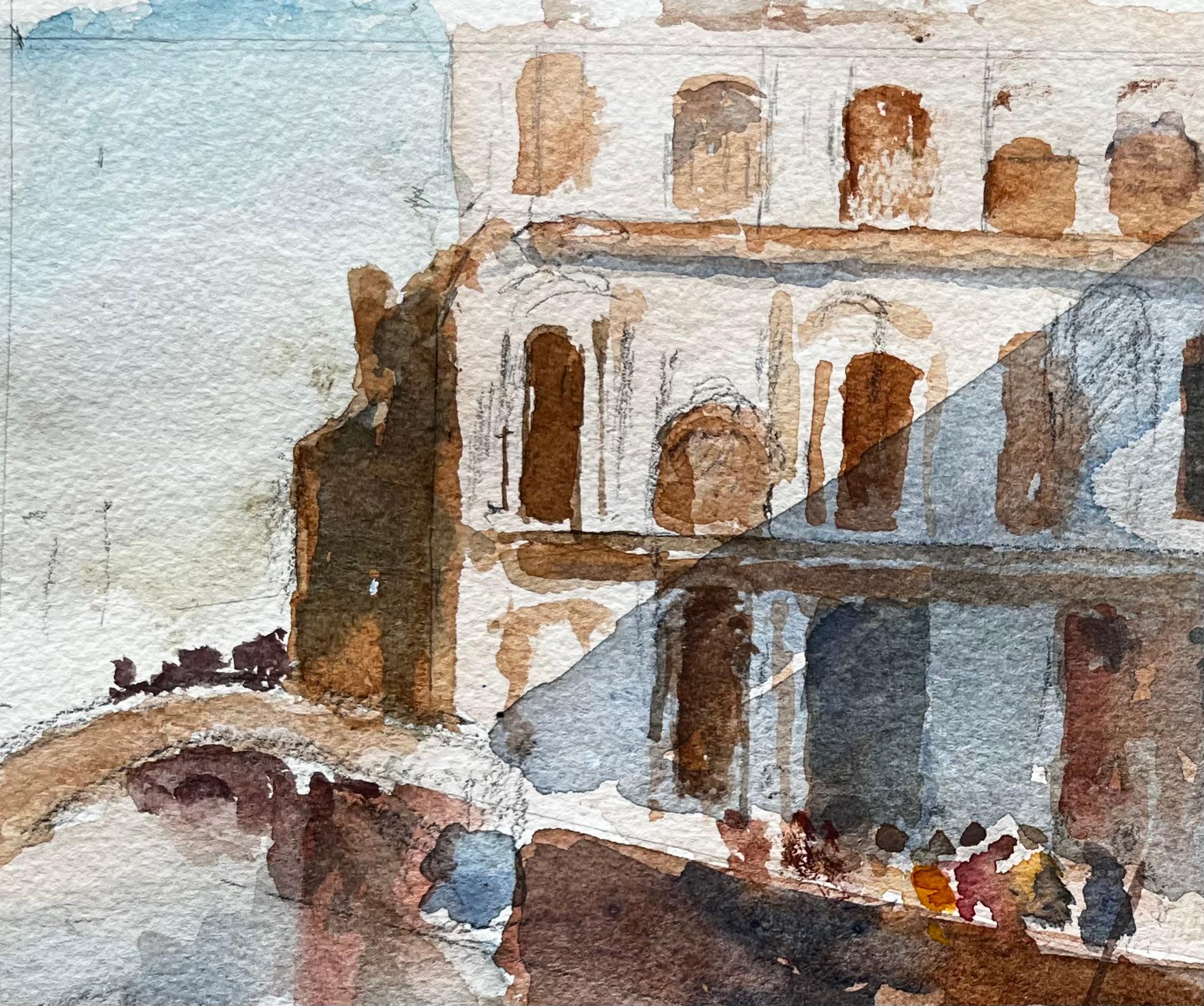 Title: Venice Canal Scene with Gondolas Signed Watercolour by Tony Herbert
By Tony Herbert (1927-2024)
Medium: Watercolor on paper
Size: 8.75 inches (height) x 12.5 inches (width)
Condition: good, with some signs on wear consistent with
