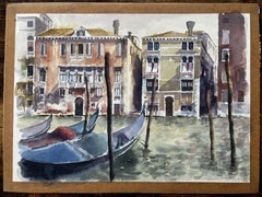 Venise Grand Canal Gondoles et Palazzos Peinture aquarelle originale