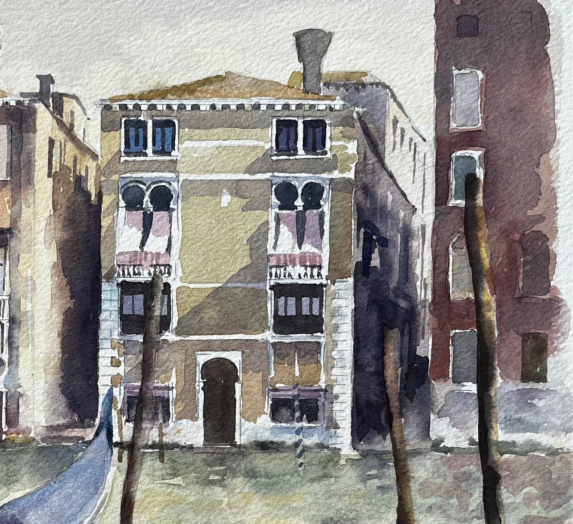 Venice Grand Canal Gondolas And Palazzos Original Watercolour Painting For Sale 3