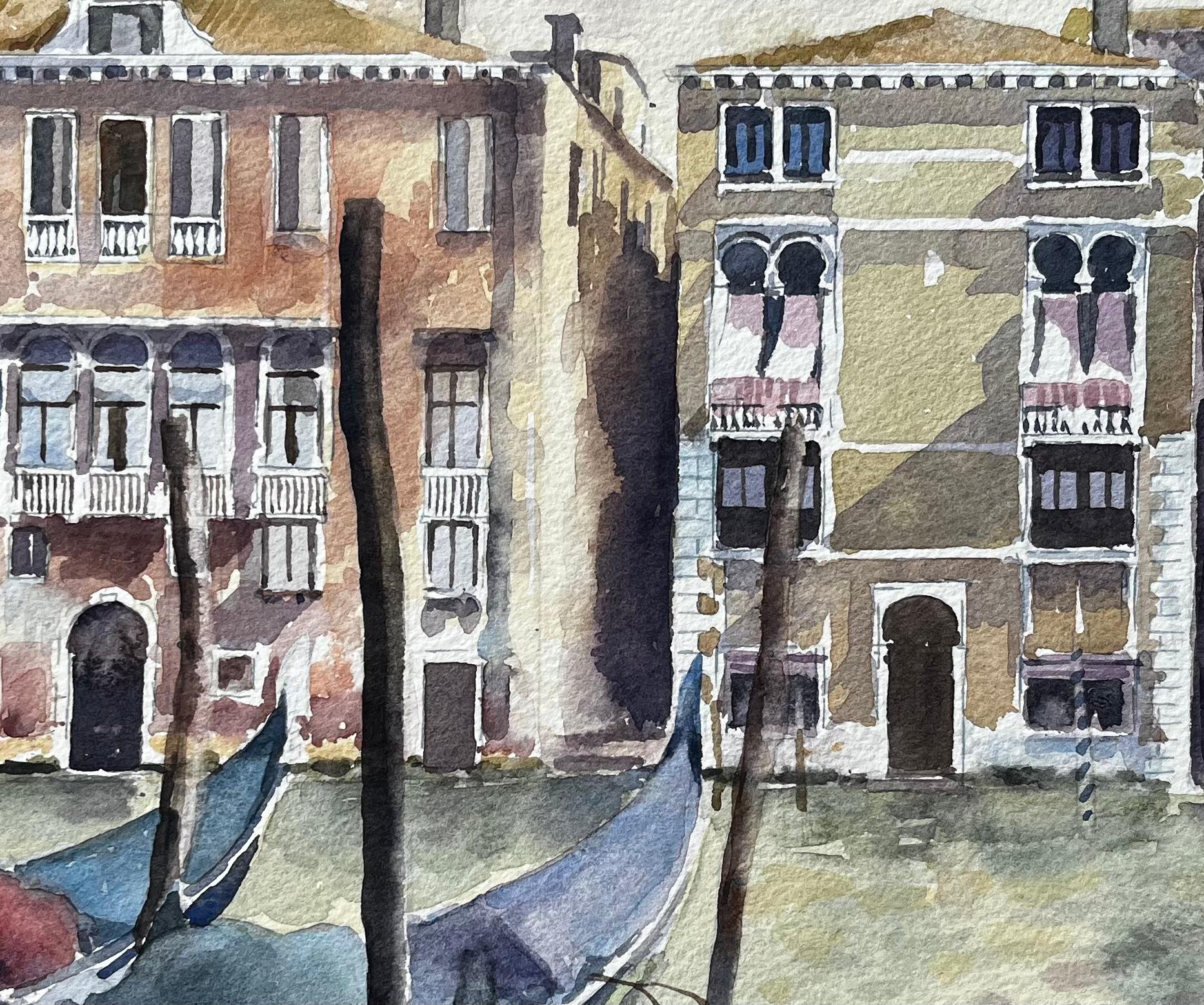 Venice Grand Canal Gondolas And Palazzos Original Watercolour Painting For Sale 4