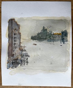 Studio sul lungofiume di Venezia firmato ad acquerello