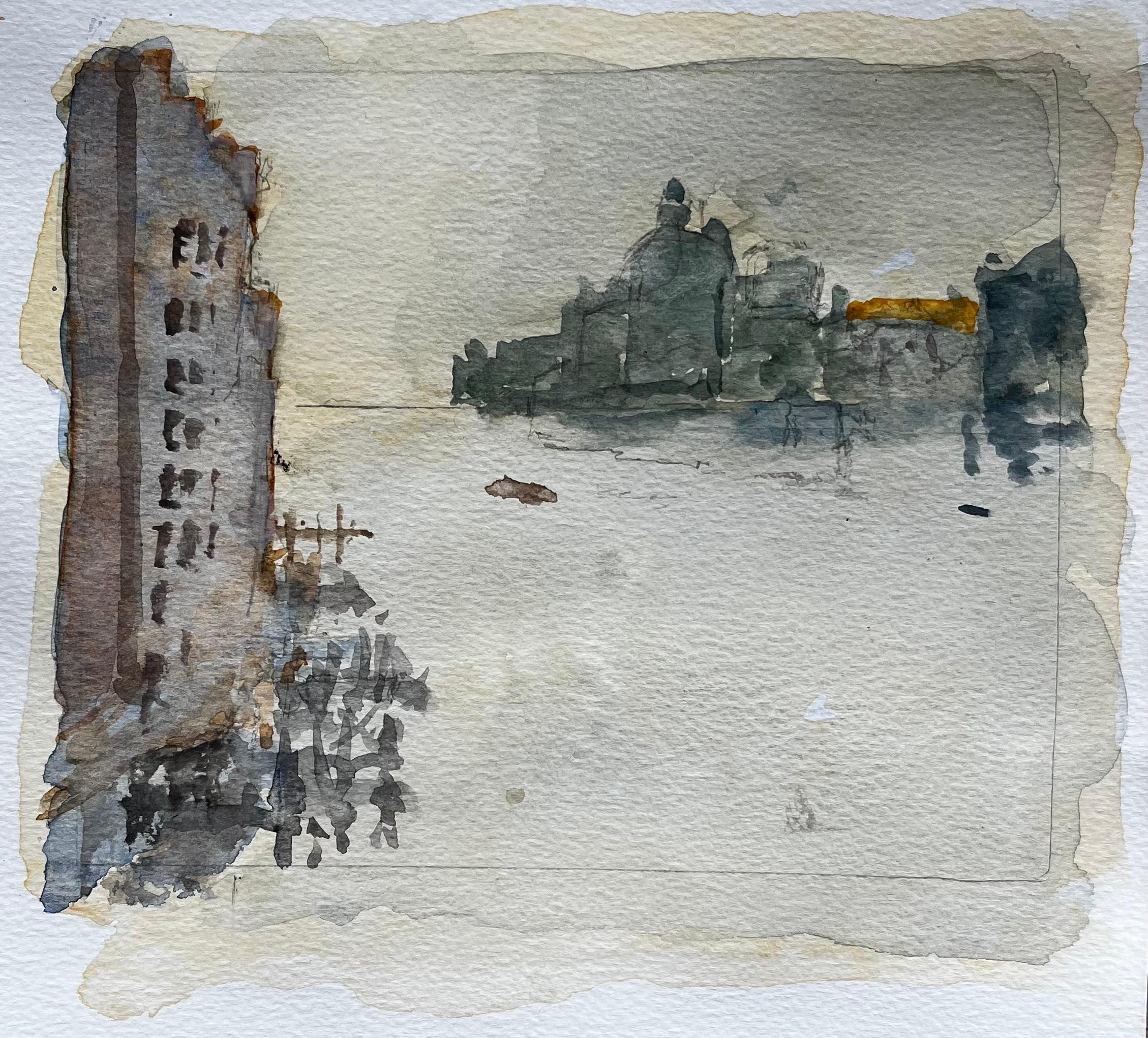 Landscape Art di Anthony Herbert - Studio sul lungofiume di Venezia firmato ad acquerello
