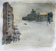 Studio sul lungofiume di Venezia firmato ad acquerello