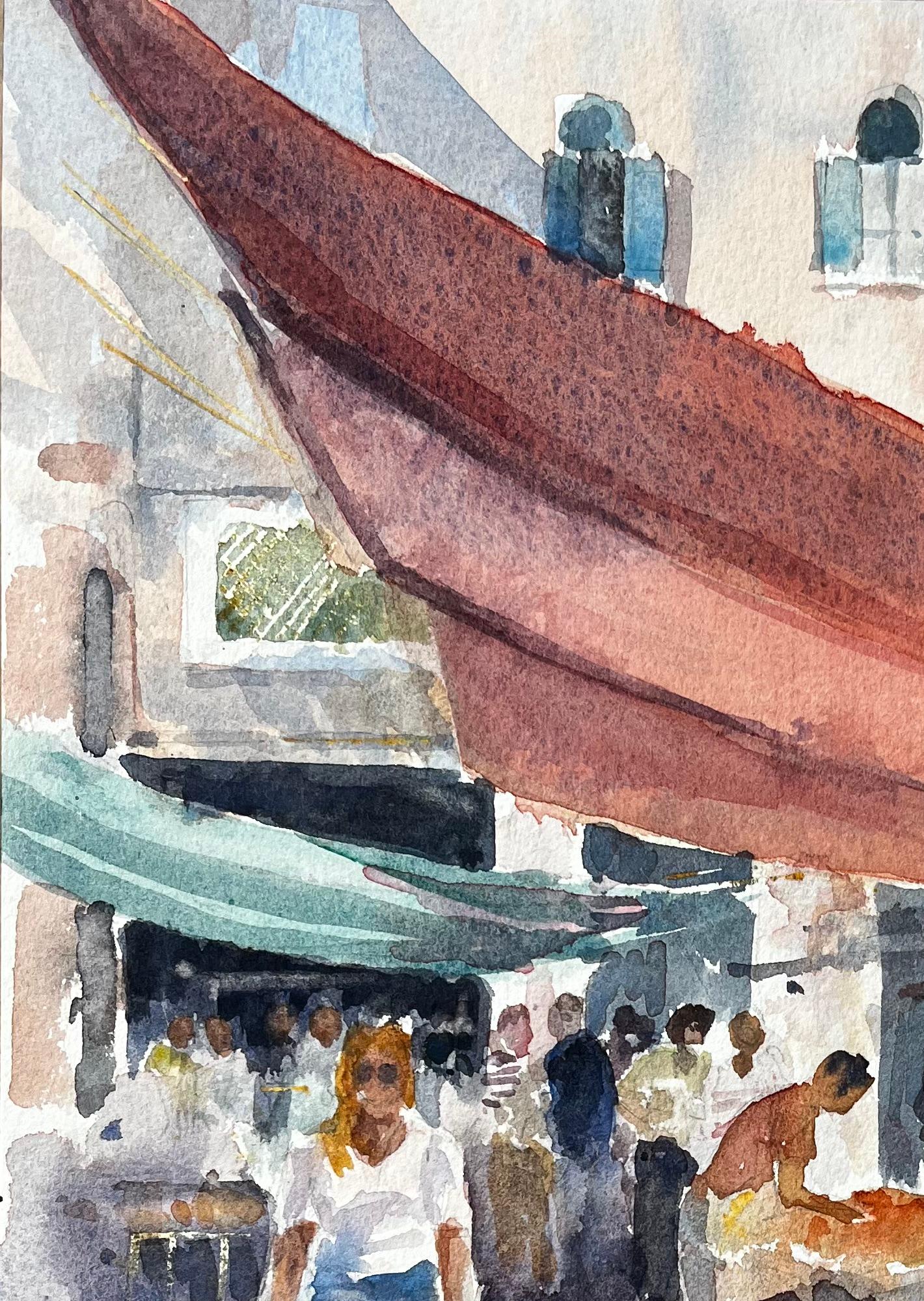 Titre : Scène de marché à Venise avec personnages et auvents Peinture originale à l'aquarelle
Par Tony Herbert (1927-2024)
Signé : Coin inférieur droit
Moyen d'expression : Aquarelle sur papier, non encadrée
Taille : 15 pouces (hauteur) x 11,5