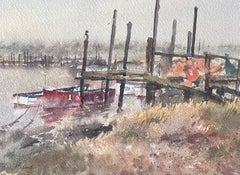 Vertical Posts and Small Boats Moored Along the River Blyth Southwold