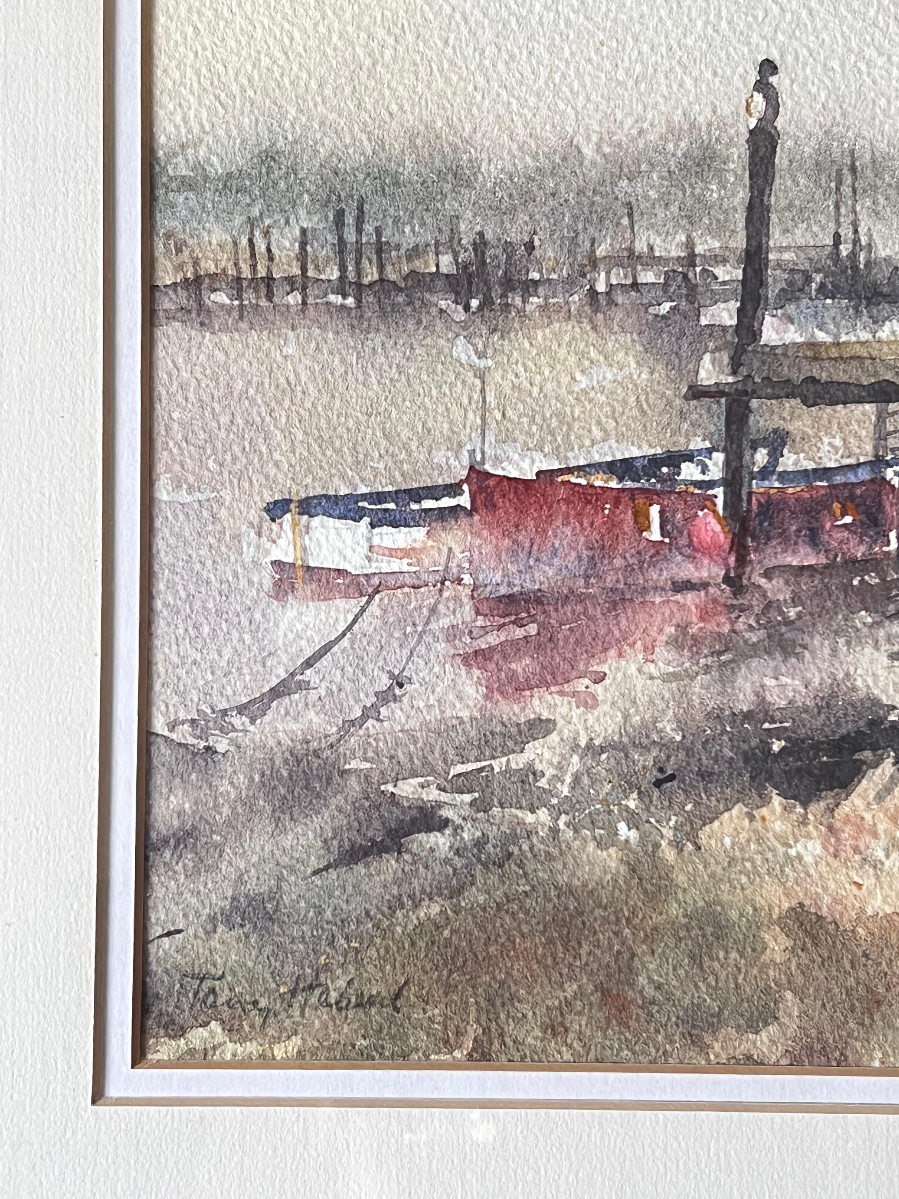 Vertical Posts and Small Boats Moored Along the River Blyth Southwold For Sale 1