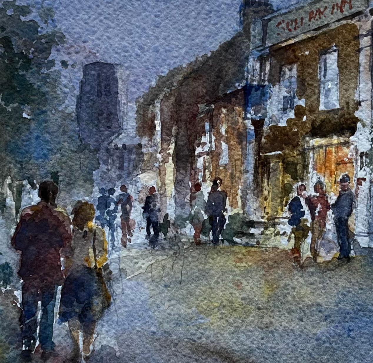 Walking Towards The Sole Bay Inn Southwold Evening Street Scene with Figures For Sale 2