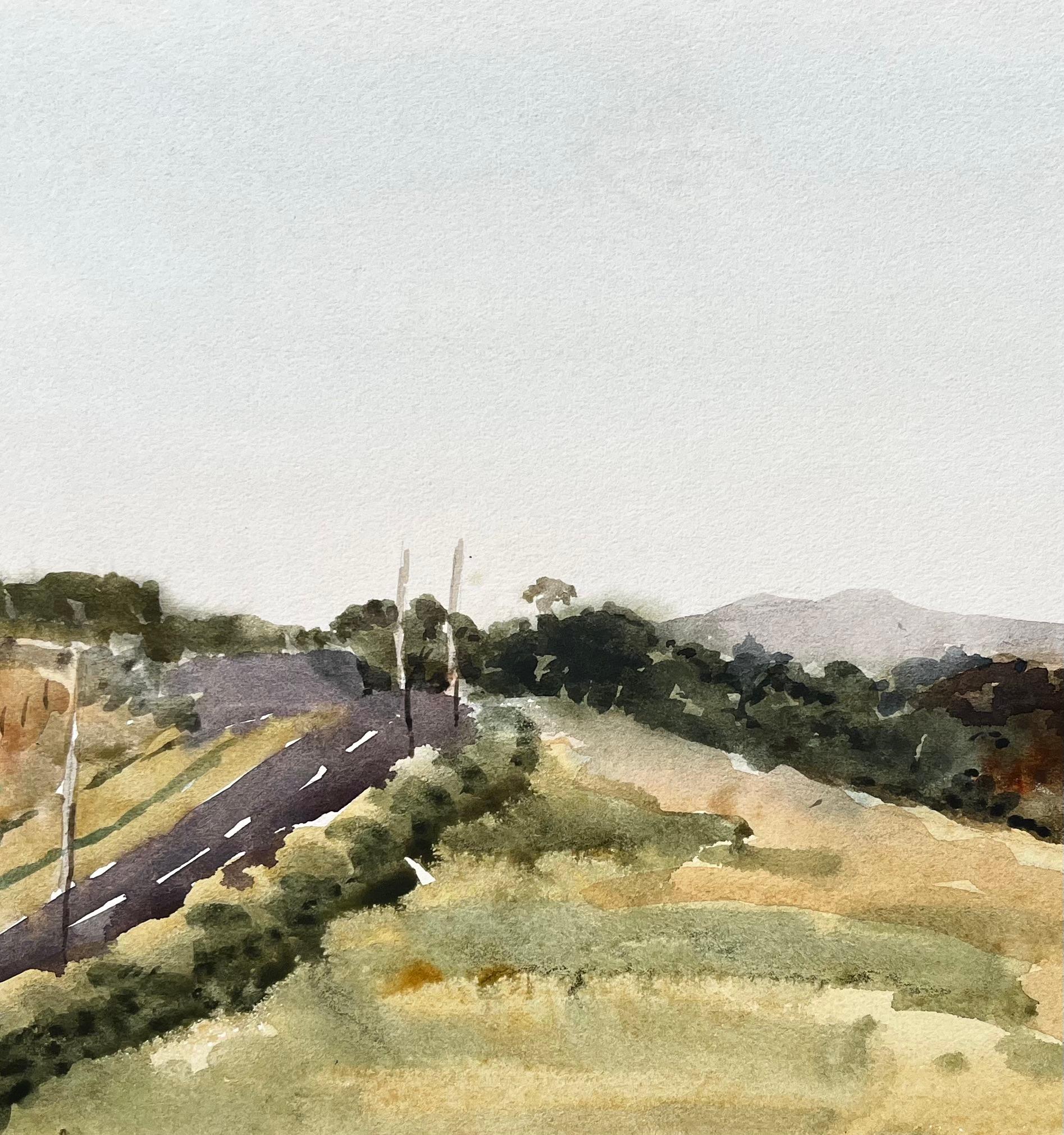 Walisische Straße und Hügellandschaft Sommerlandschaft Nordwales 1976 Aquarell im Angebot 2