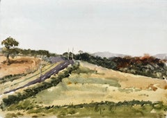 Welsh Road and Hillside Summer Landscape North Wales 1976 Watercolour