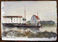 Woodbridge Tide Mill with Thames Sailing Barge Suffolk River Scene