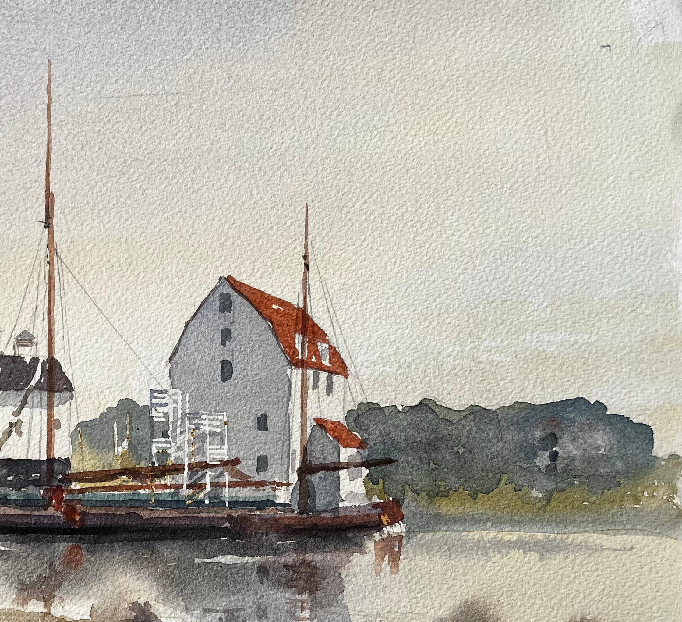 Woodbridge Tide Mill mit Thames Sailing Barge Suffolk River Scene im Angebot 1