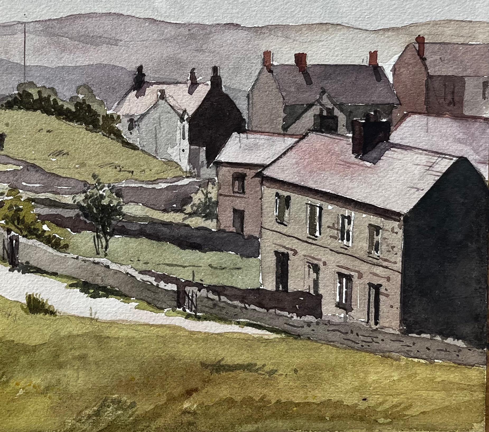 Route des Yorkshire Dales et maisons en pierre dans un paysage anglais éclairé par la lumière de l'été - Impressionnisme Art par Anthony Herbert