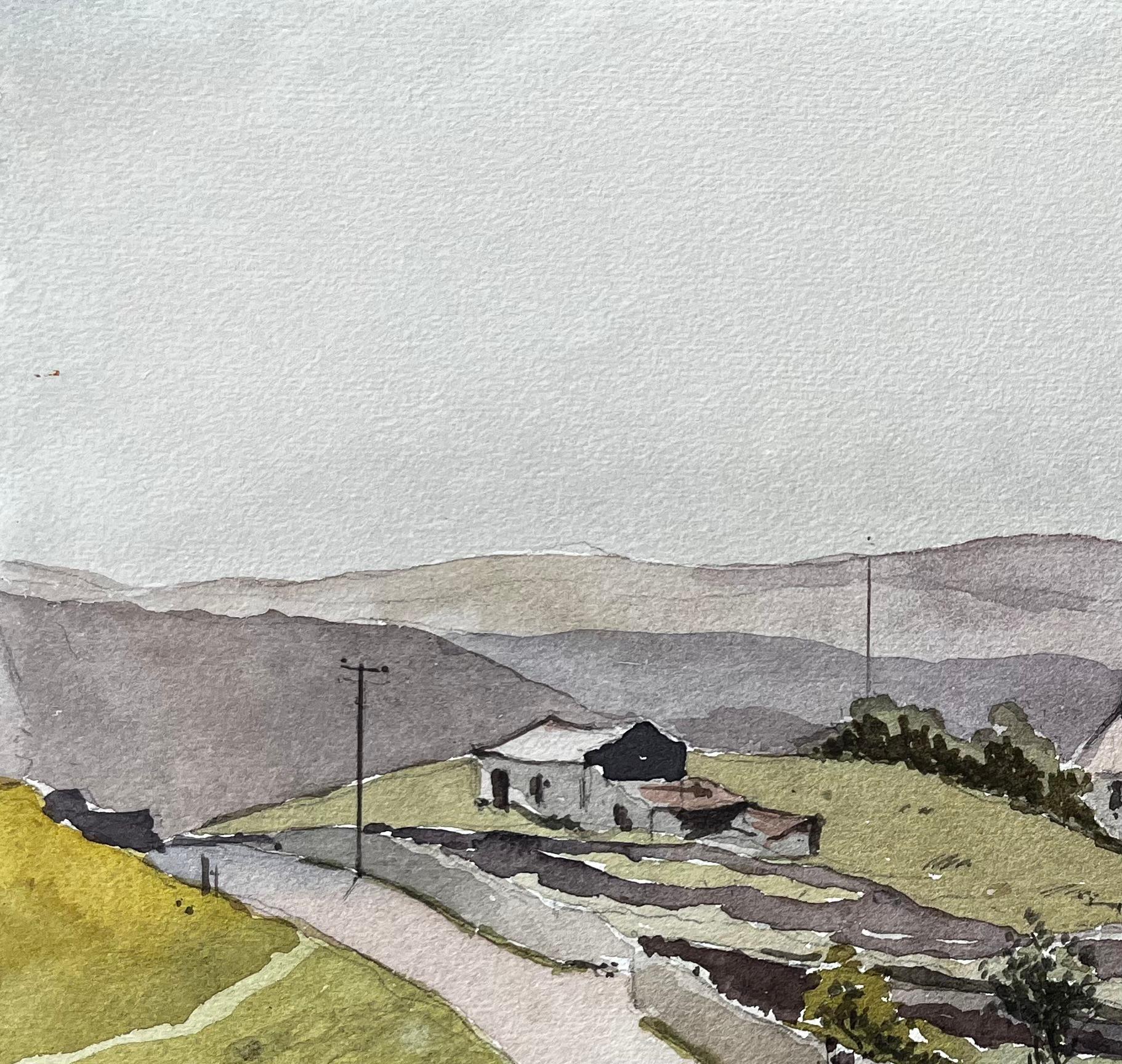 Route des Yorkshire Dales et maisons en pierre dans un paysage anglais éclairé par la lumière de l'été en vente 1