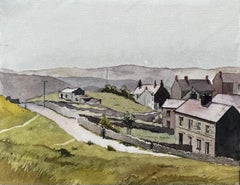 Yorkshire Dales Road and Stone Houses in Summer Light English Landscape