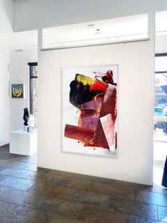 Abstracto_Pintura de raspado/goteo_brillo sobre lienzo_rojo/negro_Anthony Hunter, Tokio