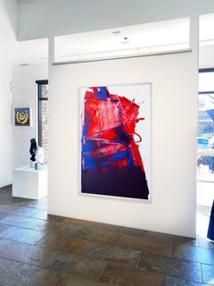Abstracto_Pintura Raspado/Goteado_Brillo sobre lienzo_Rojo/Azul/Amarillo_Anthony Hunter